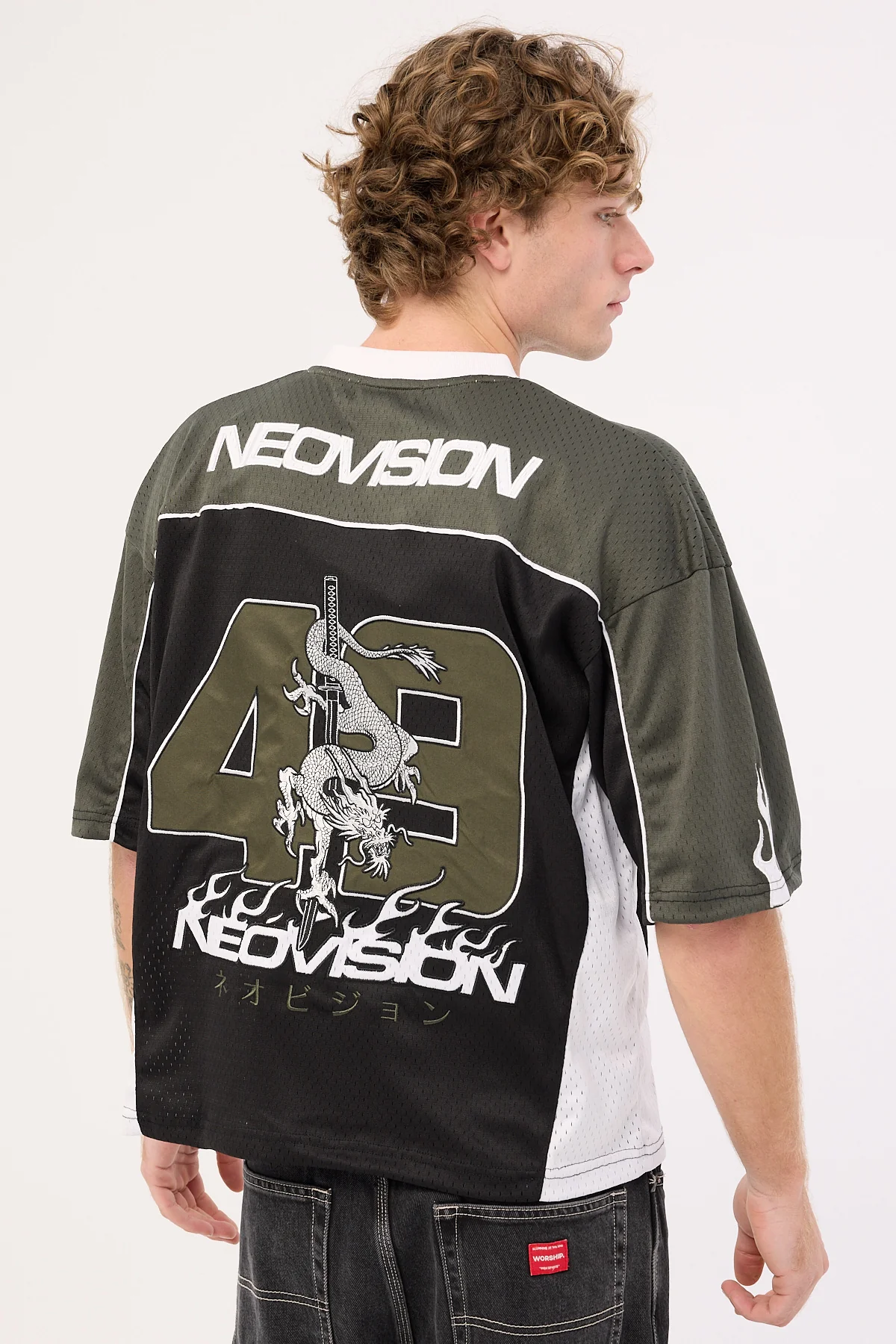 Neovision Kiryu Cropped V Neck Jersey Green/Black - Image 3