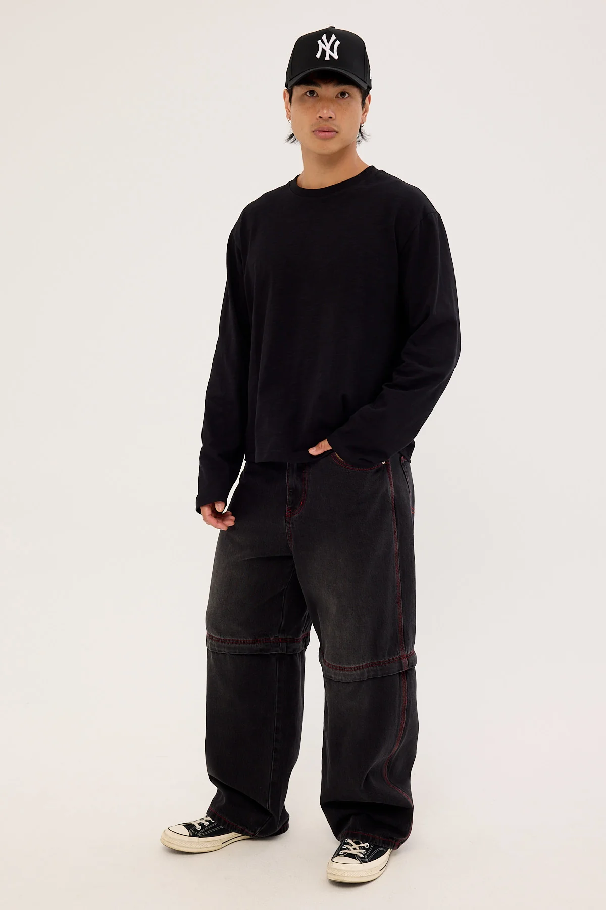 Neovision Krook Zip Off Behemoth Super Baggy Jean Dirty Washed Black - Image 4