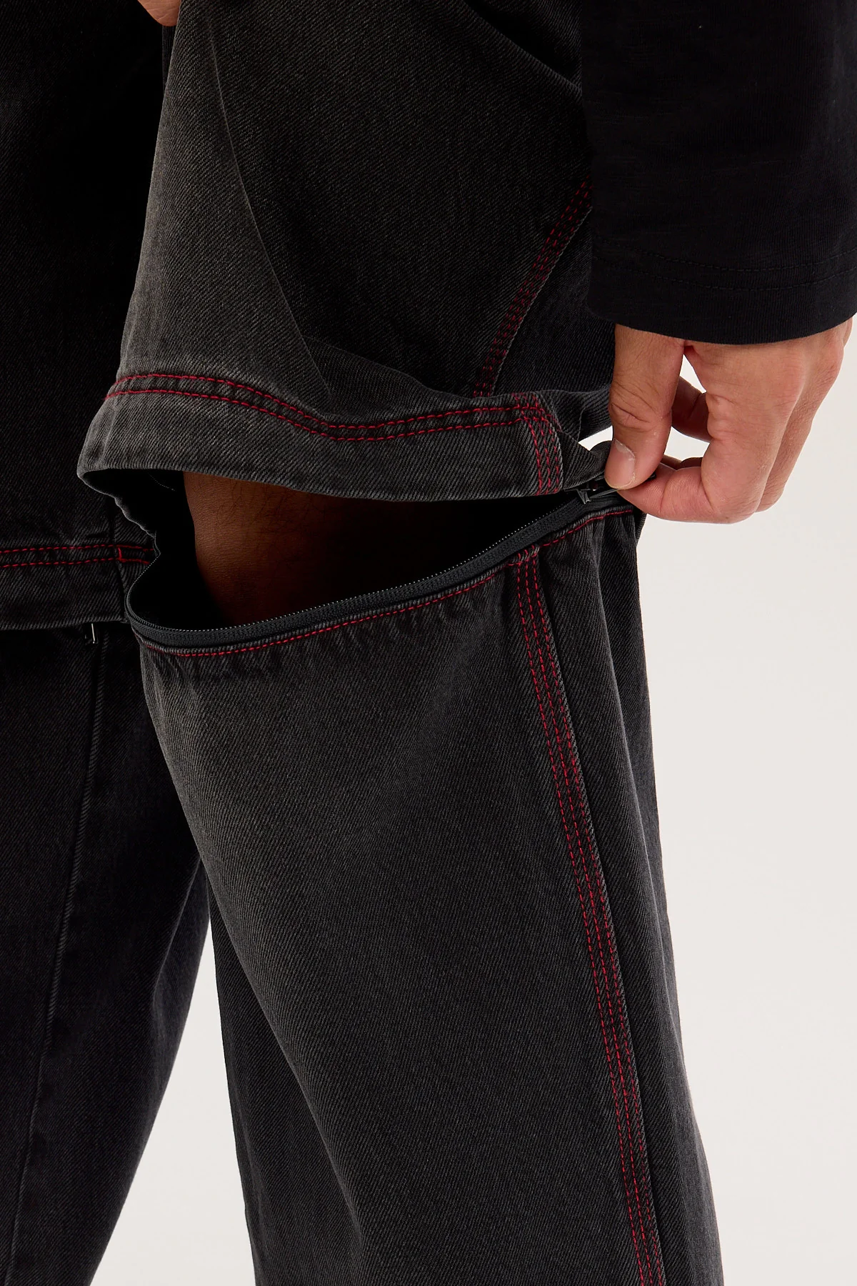 Neovision Krook Zip Off Behemoth Super Baggy Jean Dirty Washed Black - Image 5