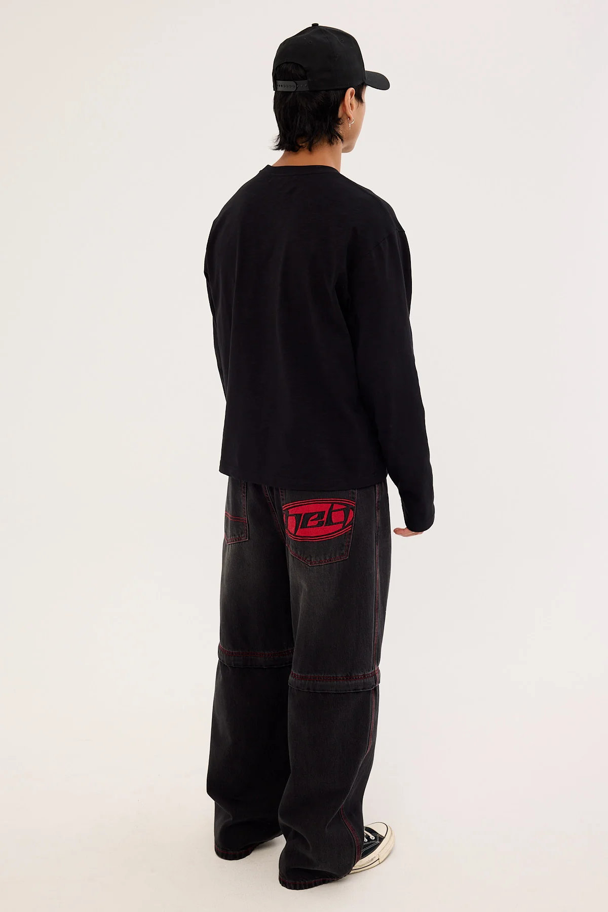 Neovision Krook Zip Off Behemoth Super Baggy Jean Dirty Washed Black - Image 7