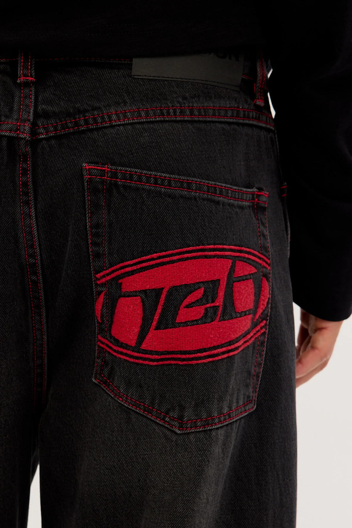 Neovision Krook Zip Off Behemoth Super Baggy Jean Dirty Washed Black - Image 8