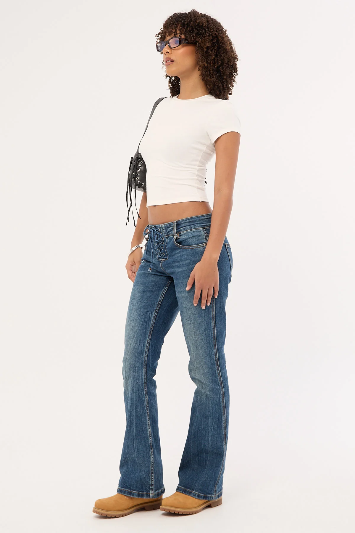 Neovision Misty Lace Up Low Bootcut Jean Mid Blue Denim - Image 7