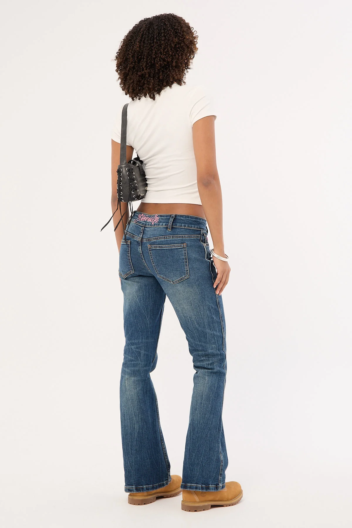 Neovision Misty Lace Up Low Bootcut Jean Mid Blue Denim - Image 9