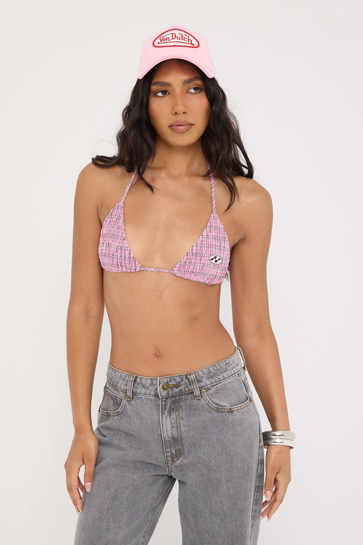 Neovision Lightning Smocked Bralette Pink Check - Image 3