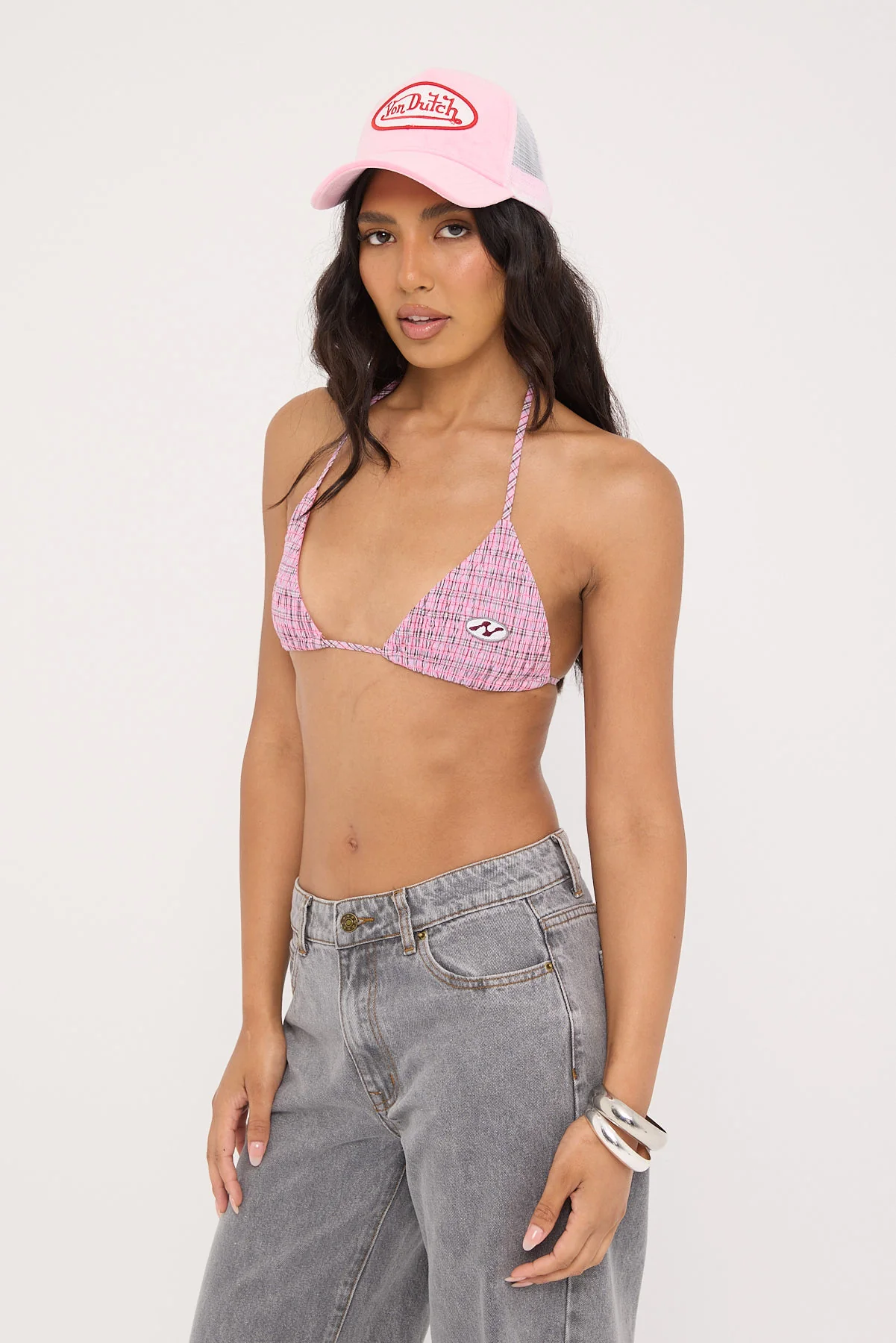 Neovision Lightning Smocked Bralette Pink Check - Image 5
