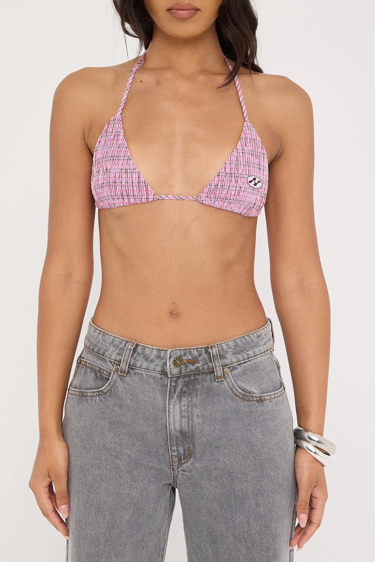 Neovision Lightning Smocked Bralette Pink Check - Image 7