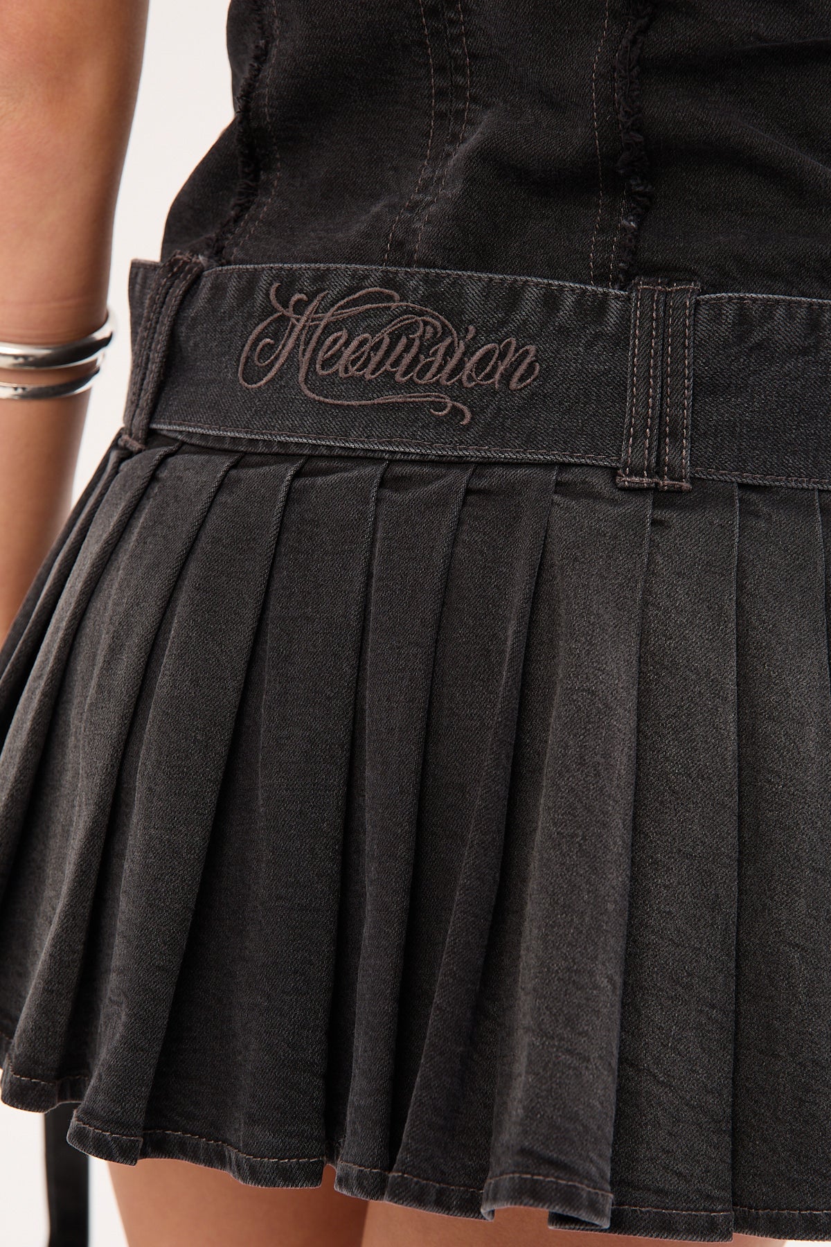 Neovision Limitless Denim Mini Dress Washed Black - Image 7