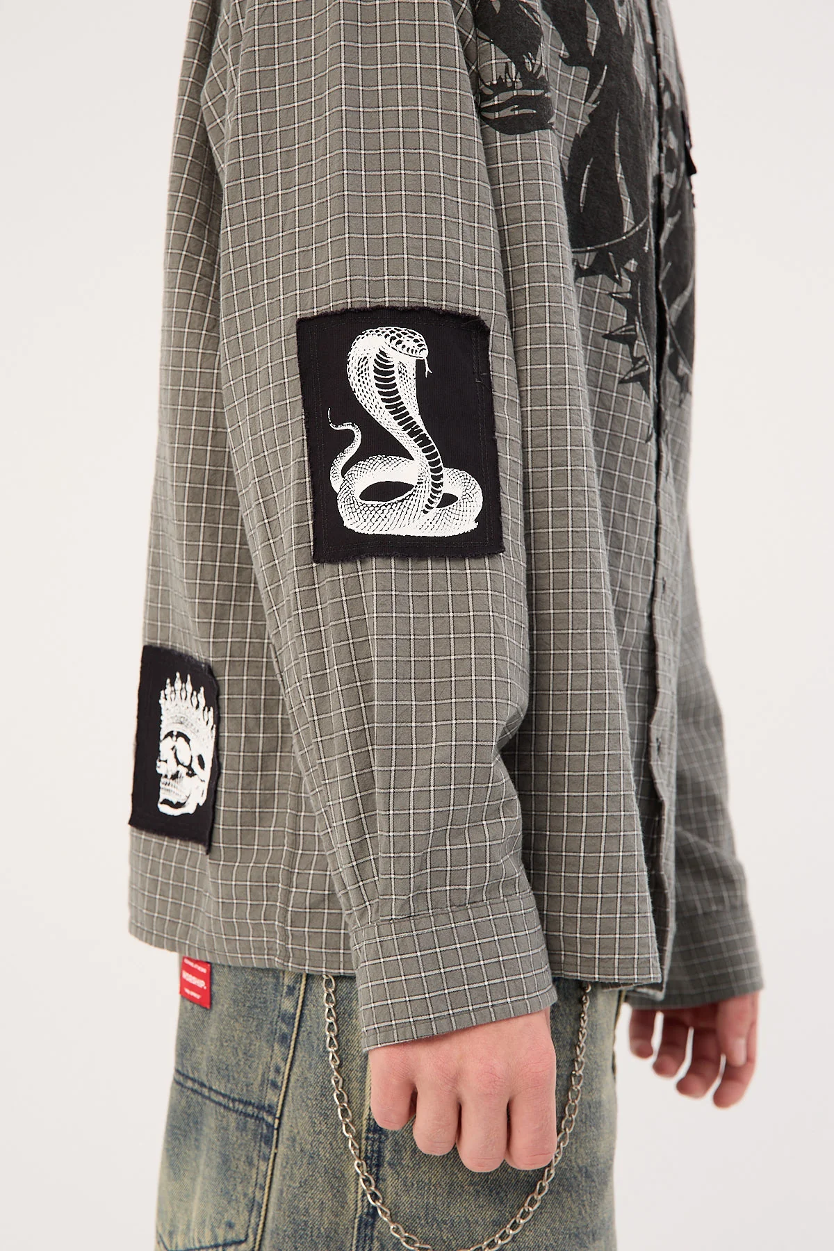 Neovision Marked Oversized Long Sleeve Shirt Khaki/Black/White - Image 5