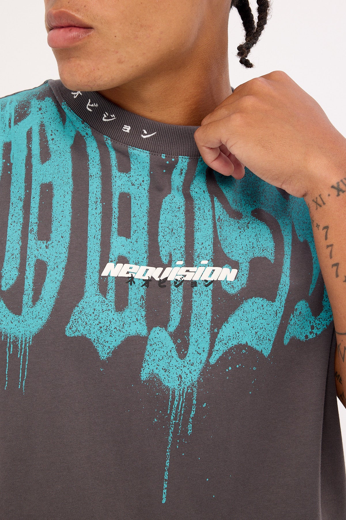 Neovision Menace Cropped Muscle Tank Asphalt - Image 4