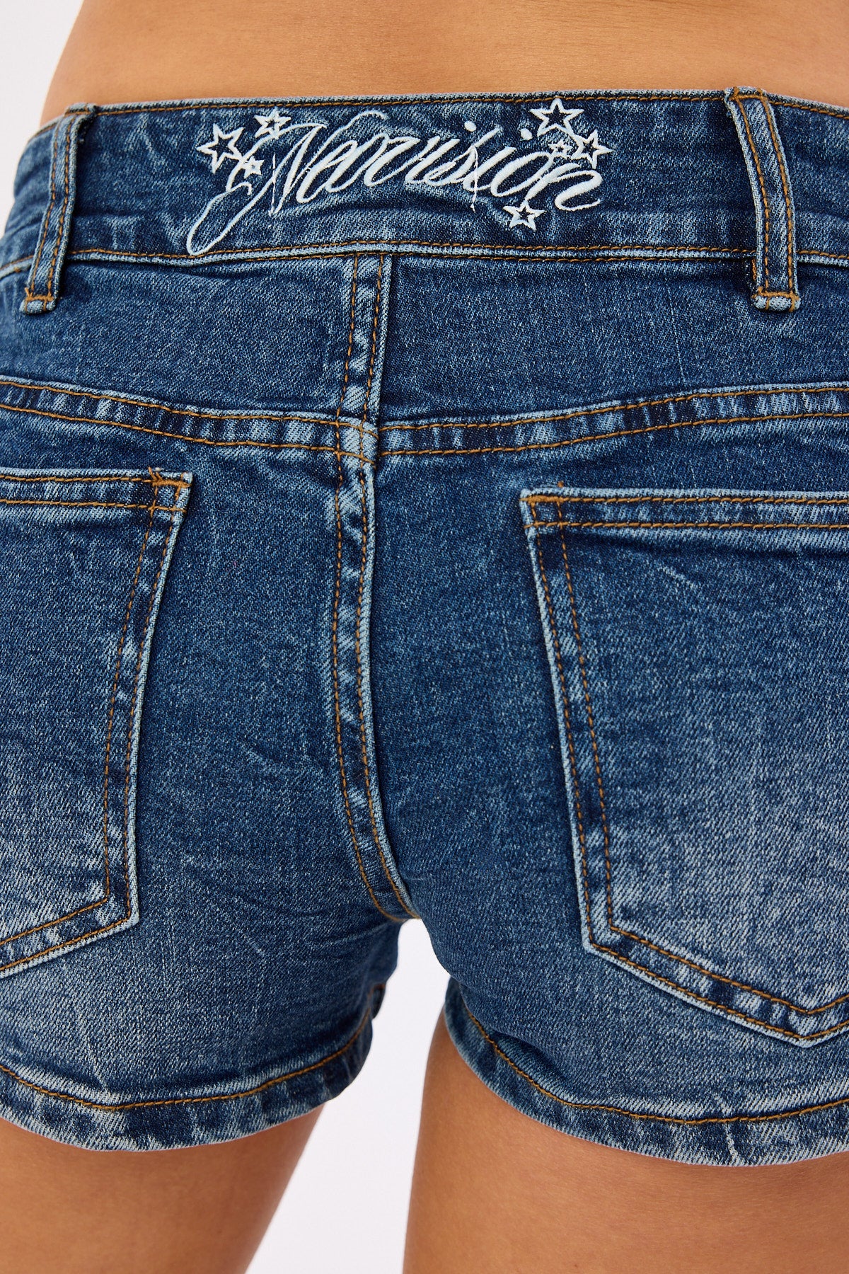 Neovision Misty Lace Up Denim Short Mid Blue Denim - Image 5
