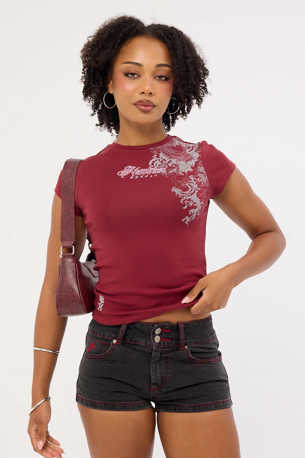 Neovision Nami Baby Tee Burgundy - Image 3