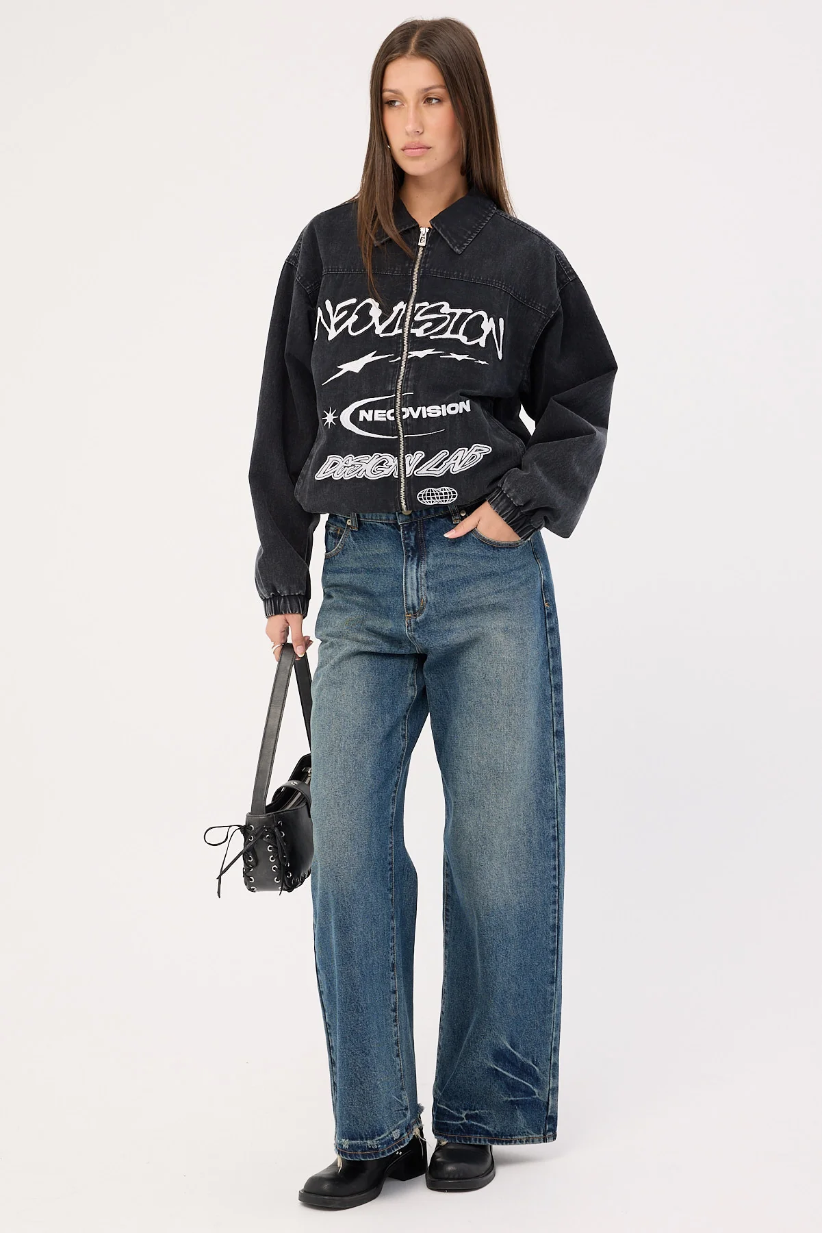 Neovision Nebular Collared Bomber Jacket Washed Black - Image 10