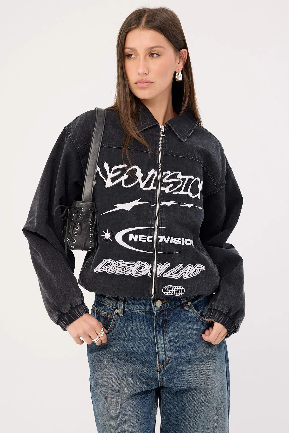 Neovision Nebular Collared Bomber Jacket Washed Black - Image 11
