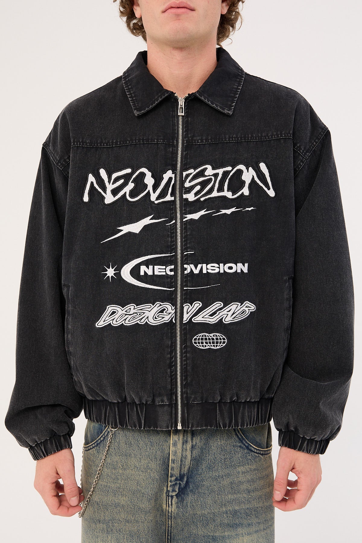 Neovision Nebular Collared Bomber Jacket Washed Black - Image 12