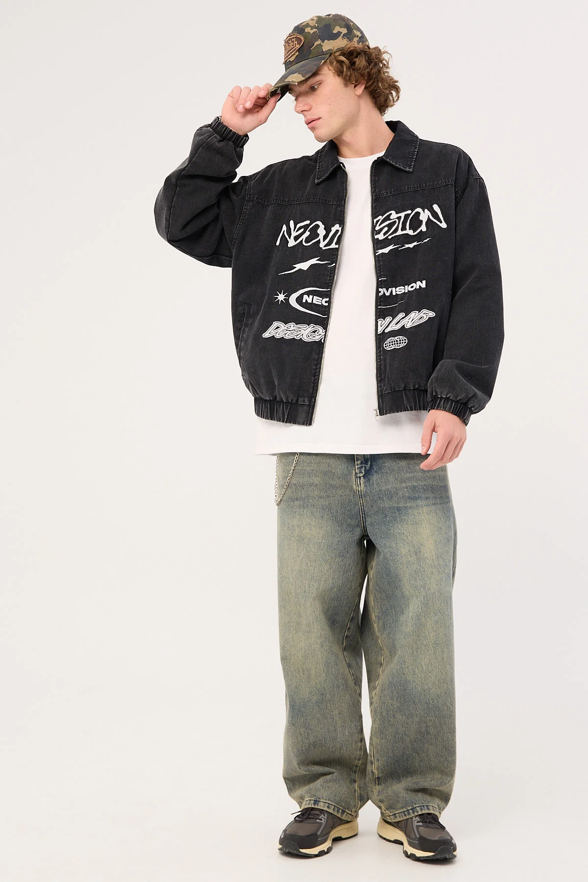 Neovision Nebular Collared Bomber Jacket Washed Black - Image 3