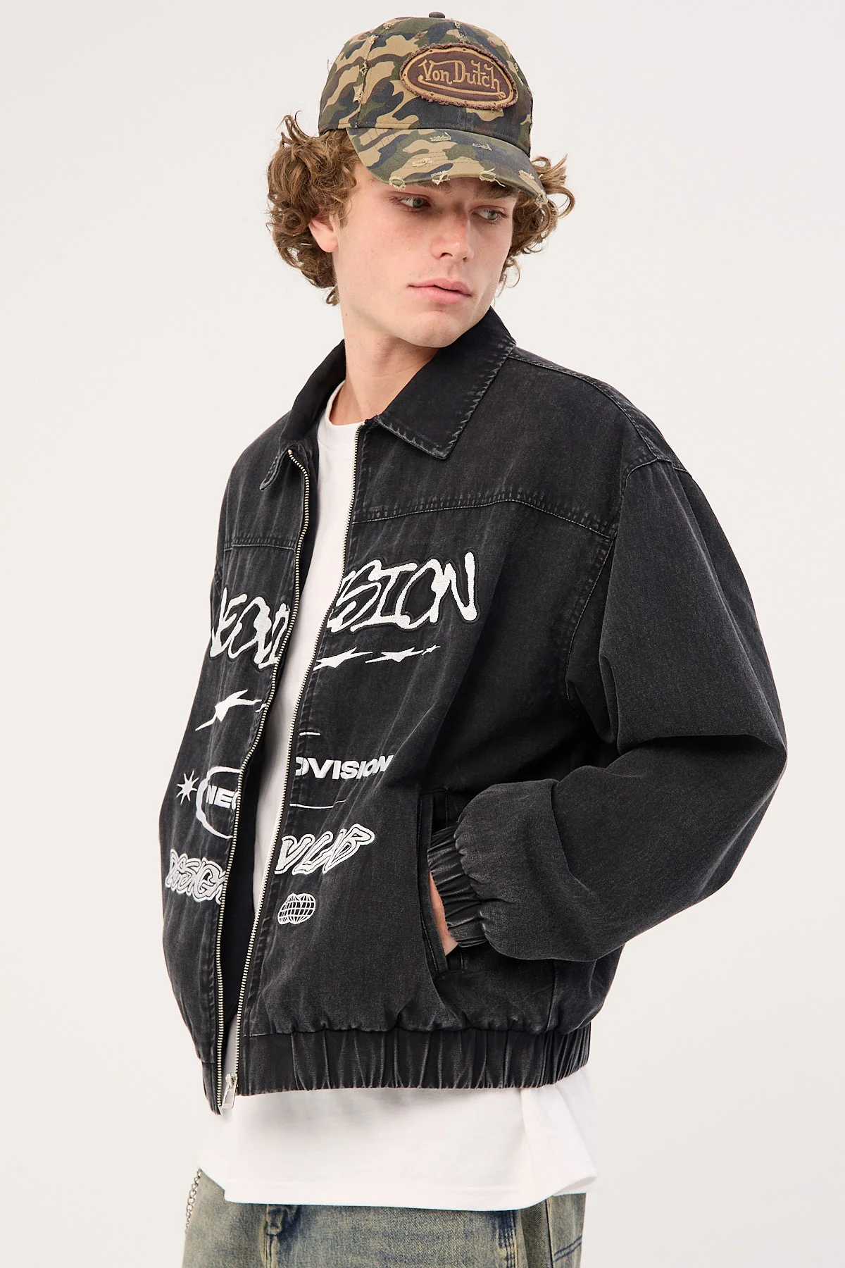 Neovision Nebular Collared Bomber Jacket Washed Black - Image 4