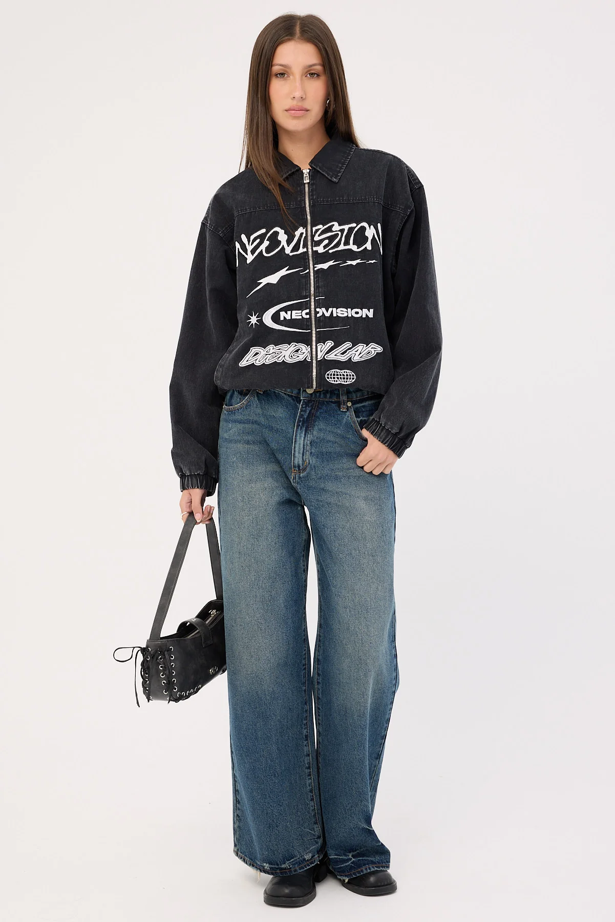 Neovision Nebular Collared Bomber Jacket Washed Black - Image 9
