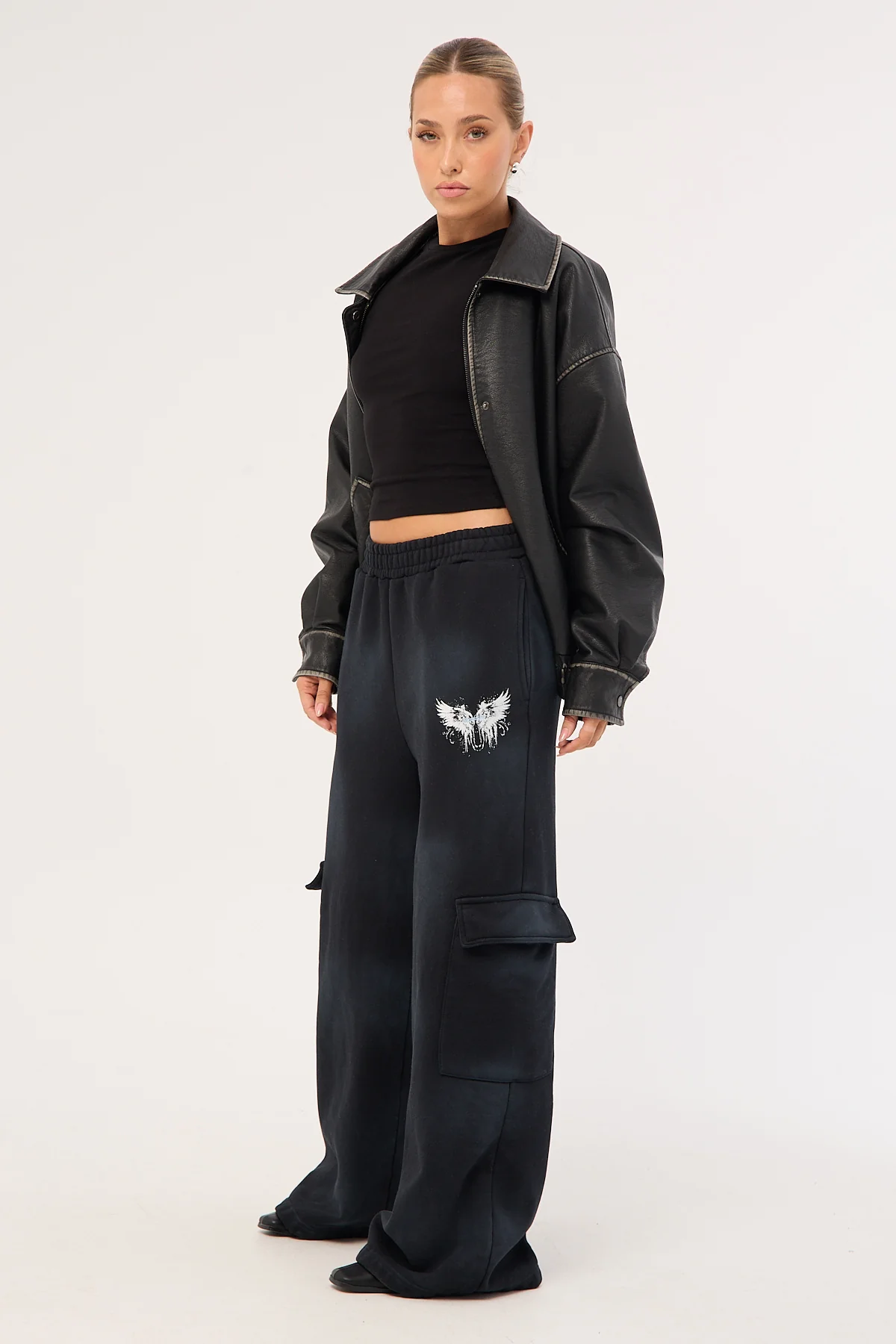 Neovision Nocturne Cargo Trackpant Washed Black - Image 4