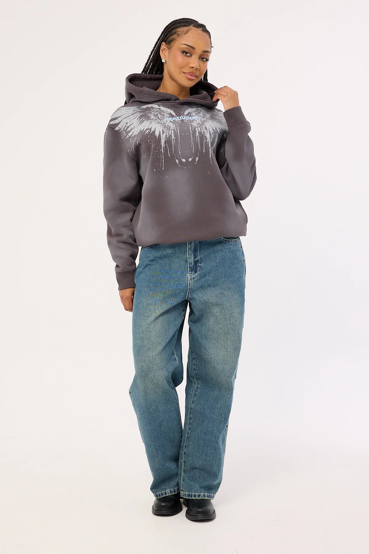 Neovision Nocturne Relaxed Hoodie Washed Black - Image 3