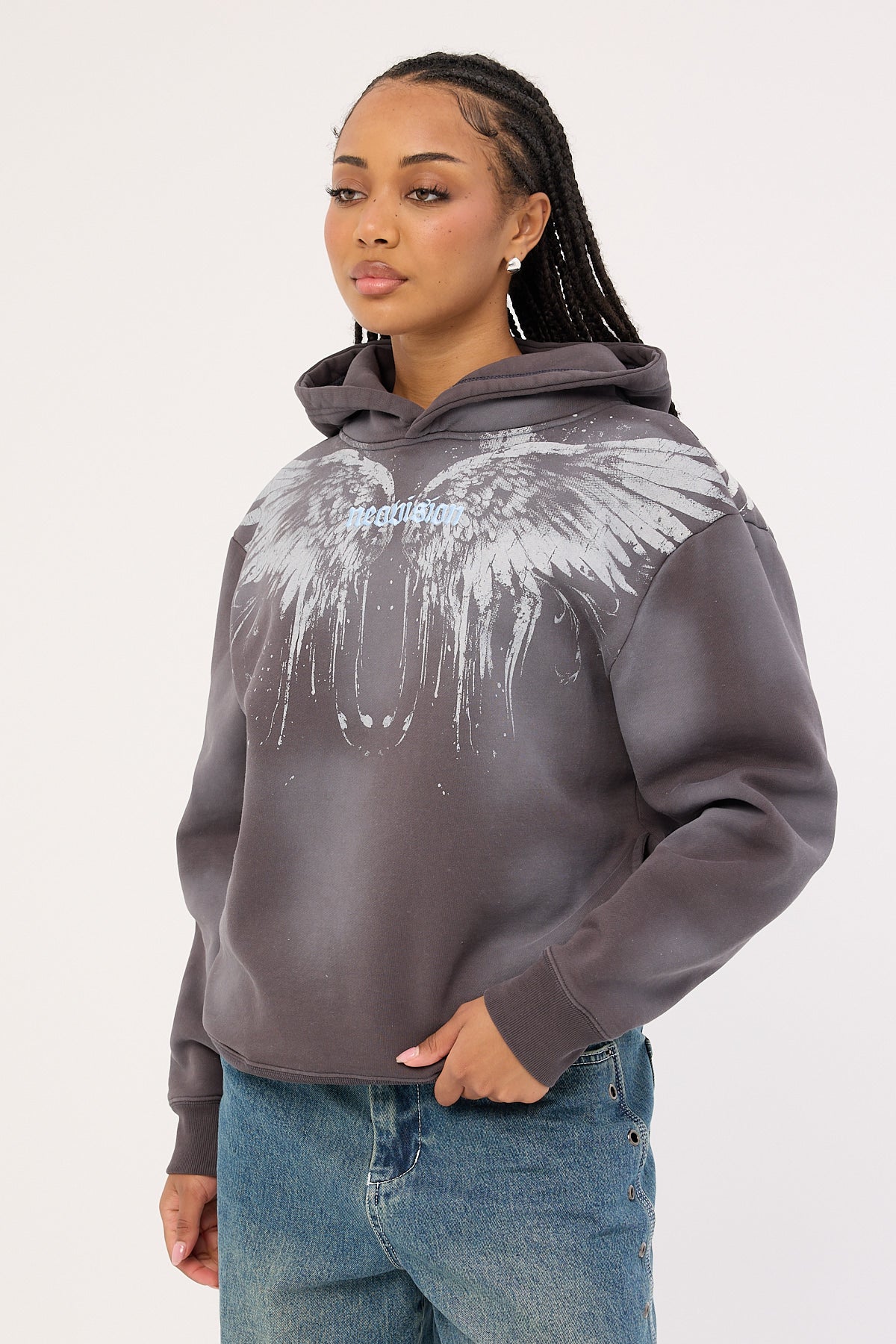 Neovision Nocturne Relaxed Hoodie Washed Black - Image 4
