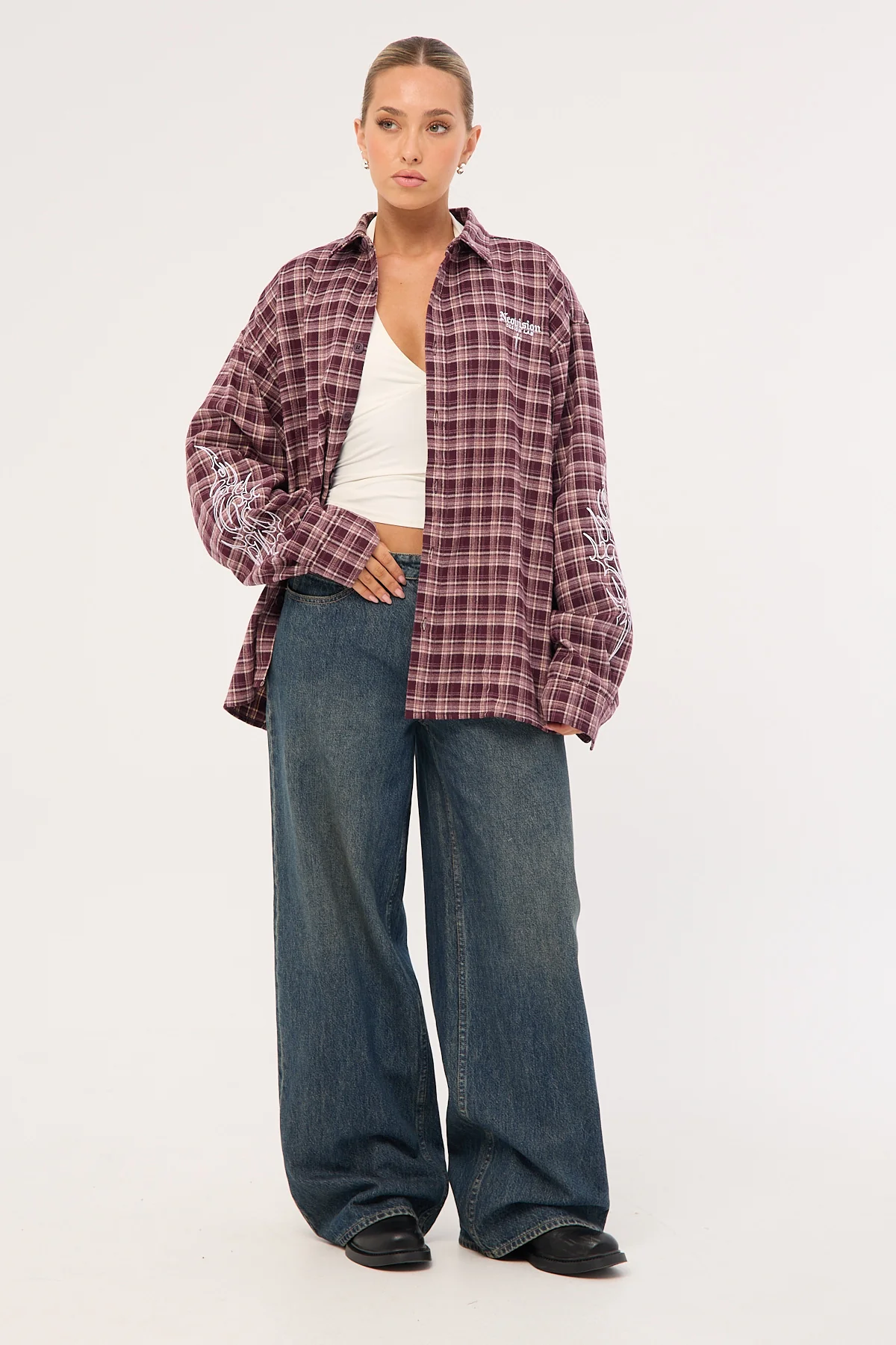 Neovision Nomadix Oversize Long Sleeve Shirt Purple Check - Image 4