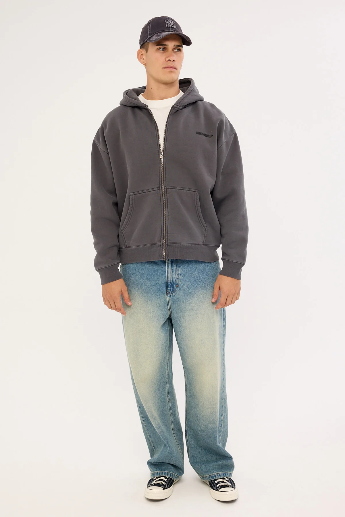 Neovision Nova Base Zip Through Street Hoodie Washed Black - Image 2