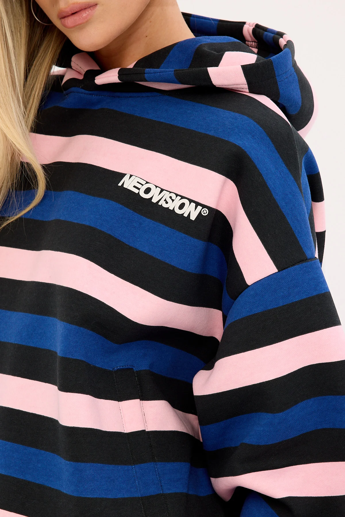 Neovision Nova Cropped Oversized Hoodie Black Stripe - Image 3
