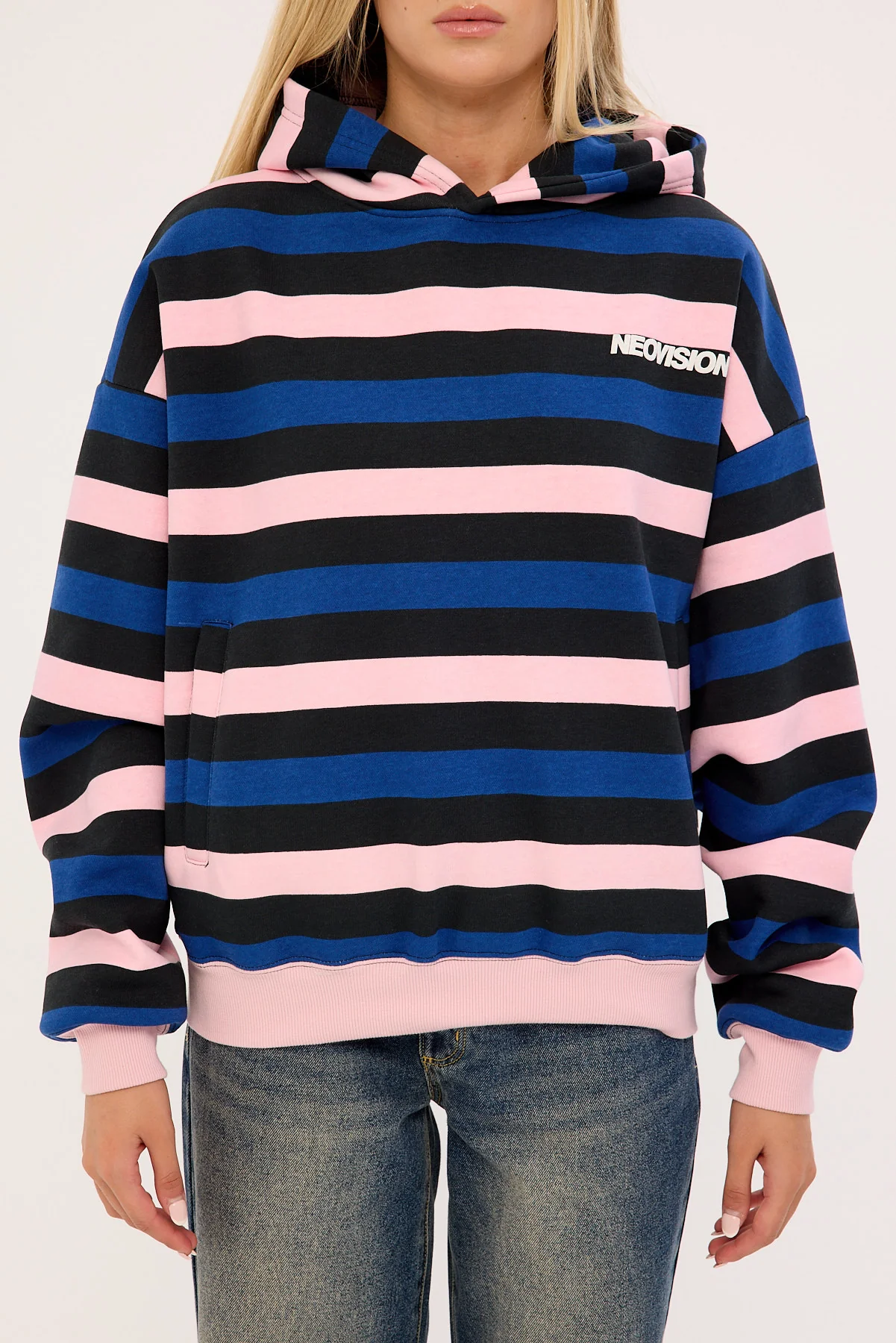 Neovision Nova Cropped Oversized Hoodie Black Stripe - Image 6