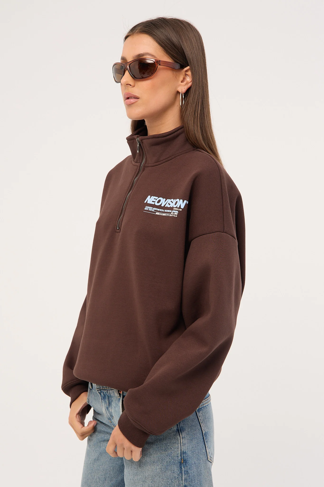 Neovision Nova Relaxed Quarter Zip Crew Brown - Image 4