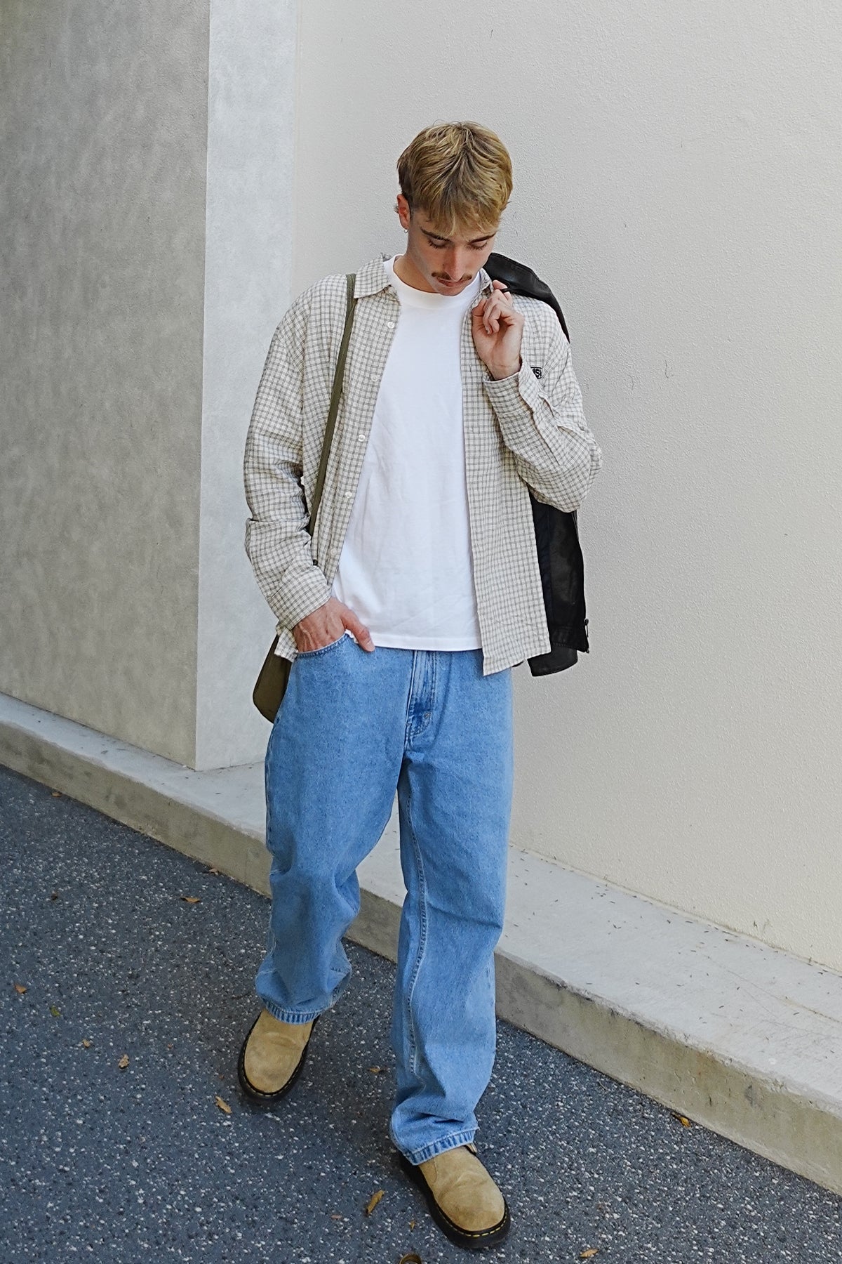 Neovision On Lock Oversize Long Sleeve Shirt White/Black Check
