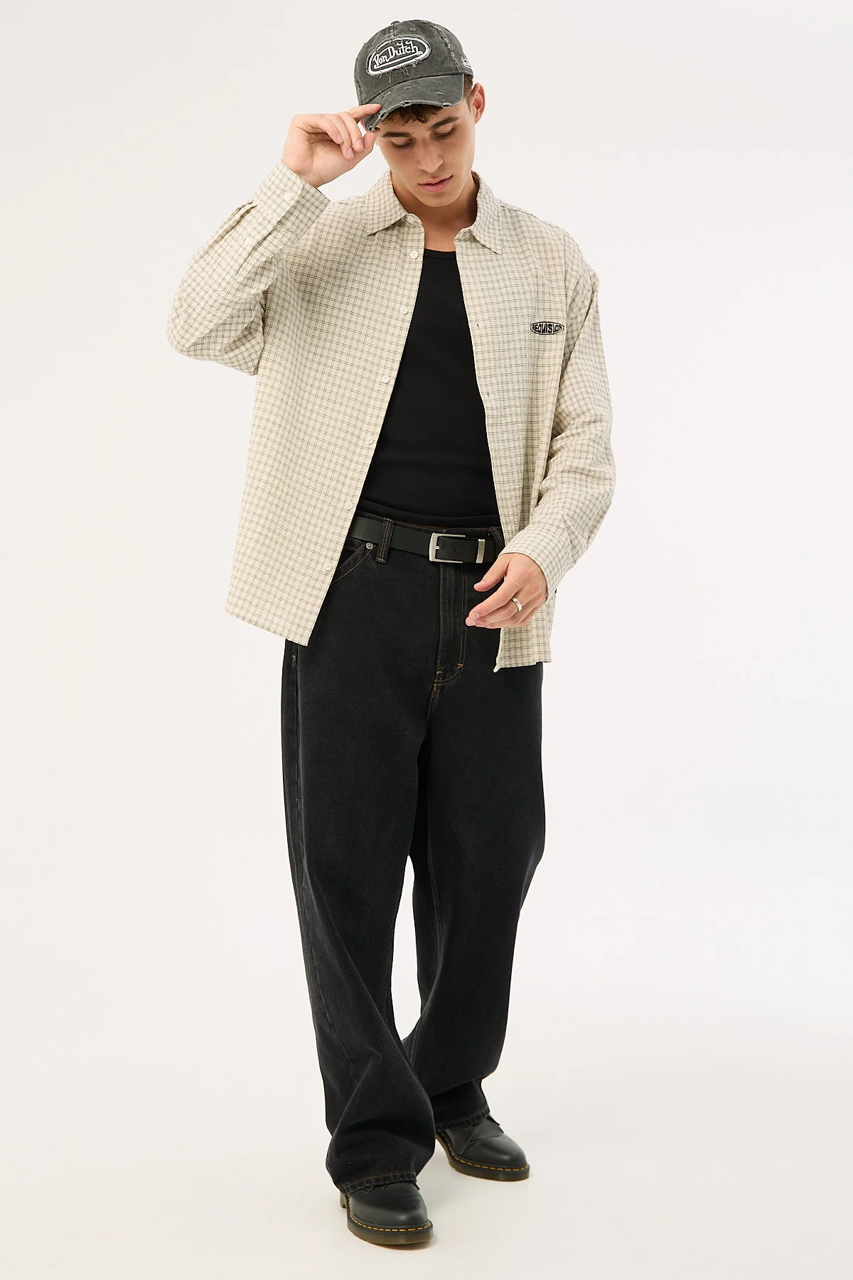 Neovision On Lock Oversize Long Sleeve Shirt White/Black Check - Image 5