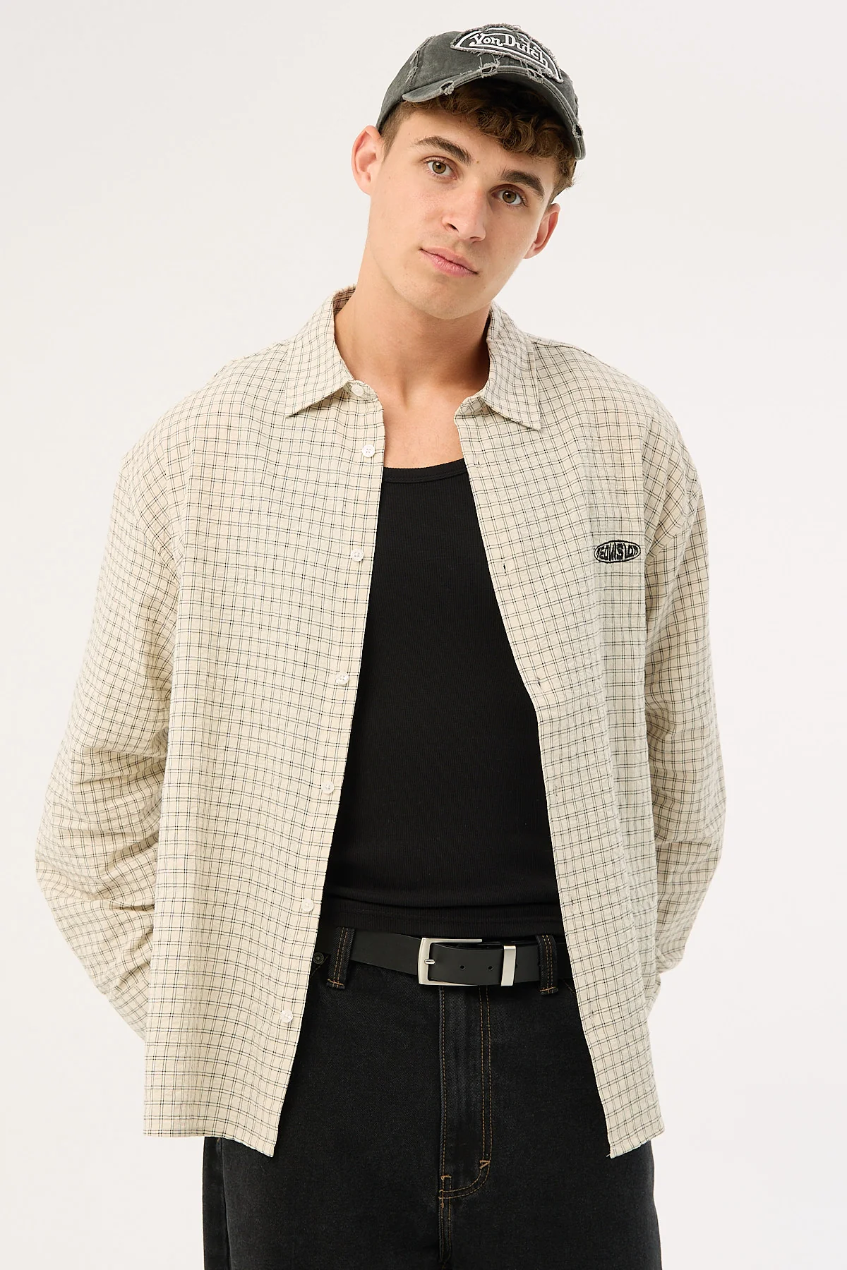 Neovision On Lock Oversize Long Sleeve Shirt White/Black Check - Image 6