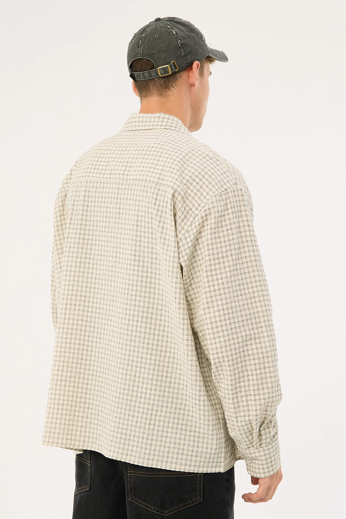 Neovision On Lock Oversize Long Sleeve Shirt White/Black Check - Image 7