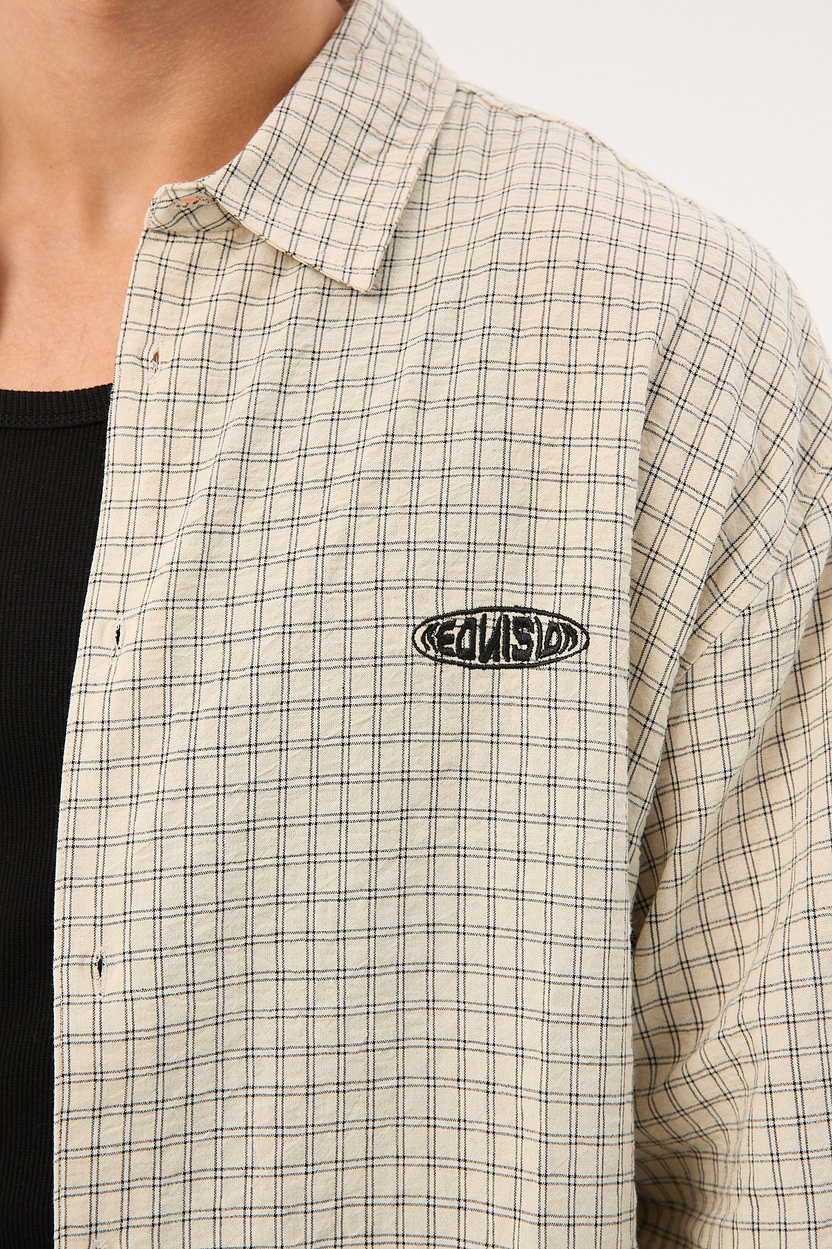 Neovision On Lock Oversize Long Sleeve Shirt White/Black Check - Image 8