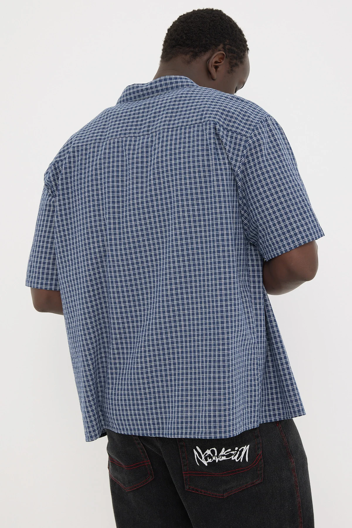 Neovision On Lock Oversize Shirt Blue Check - Image 5