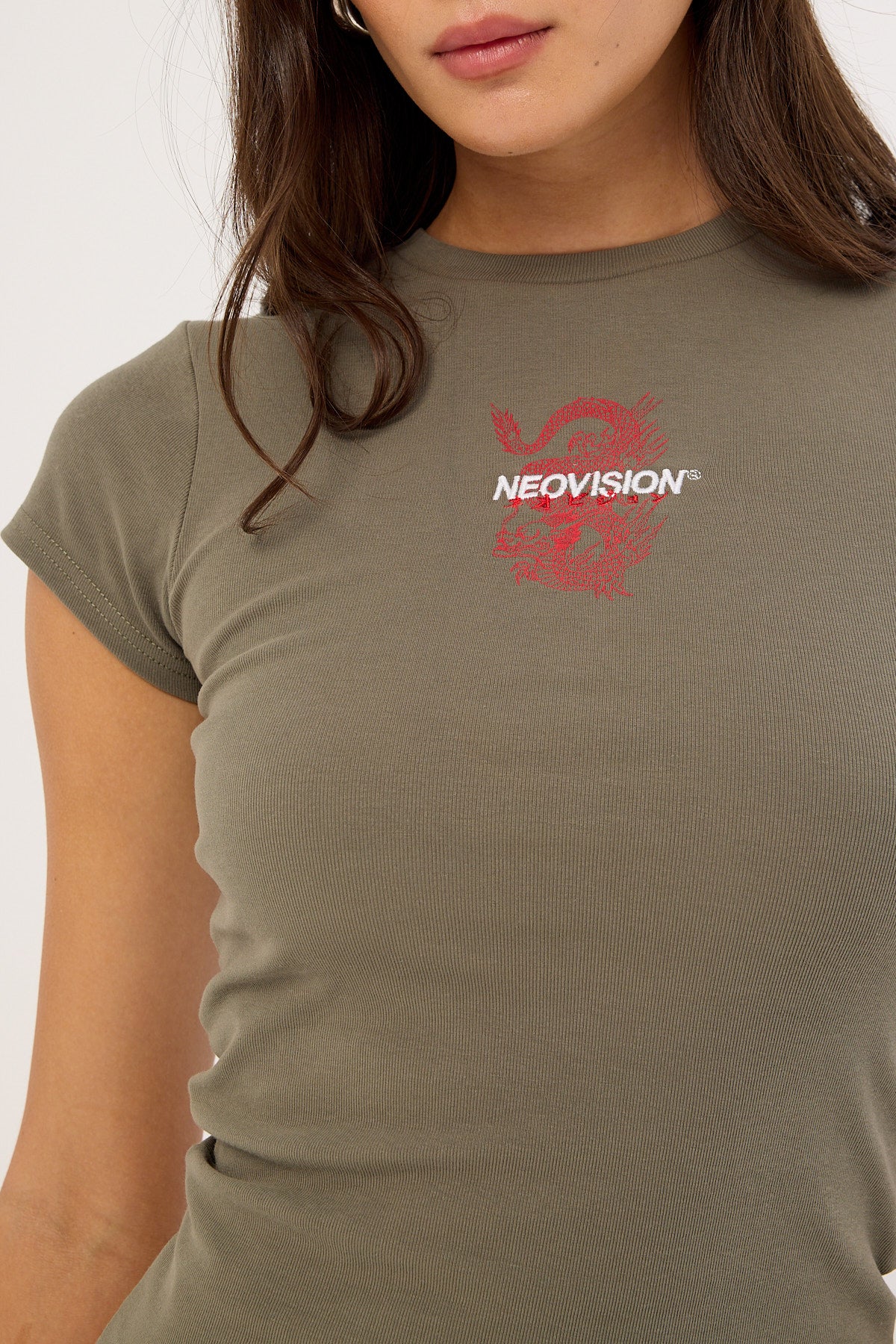 Neovision Onryu Baby Tee Khaki Green - Image 3