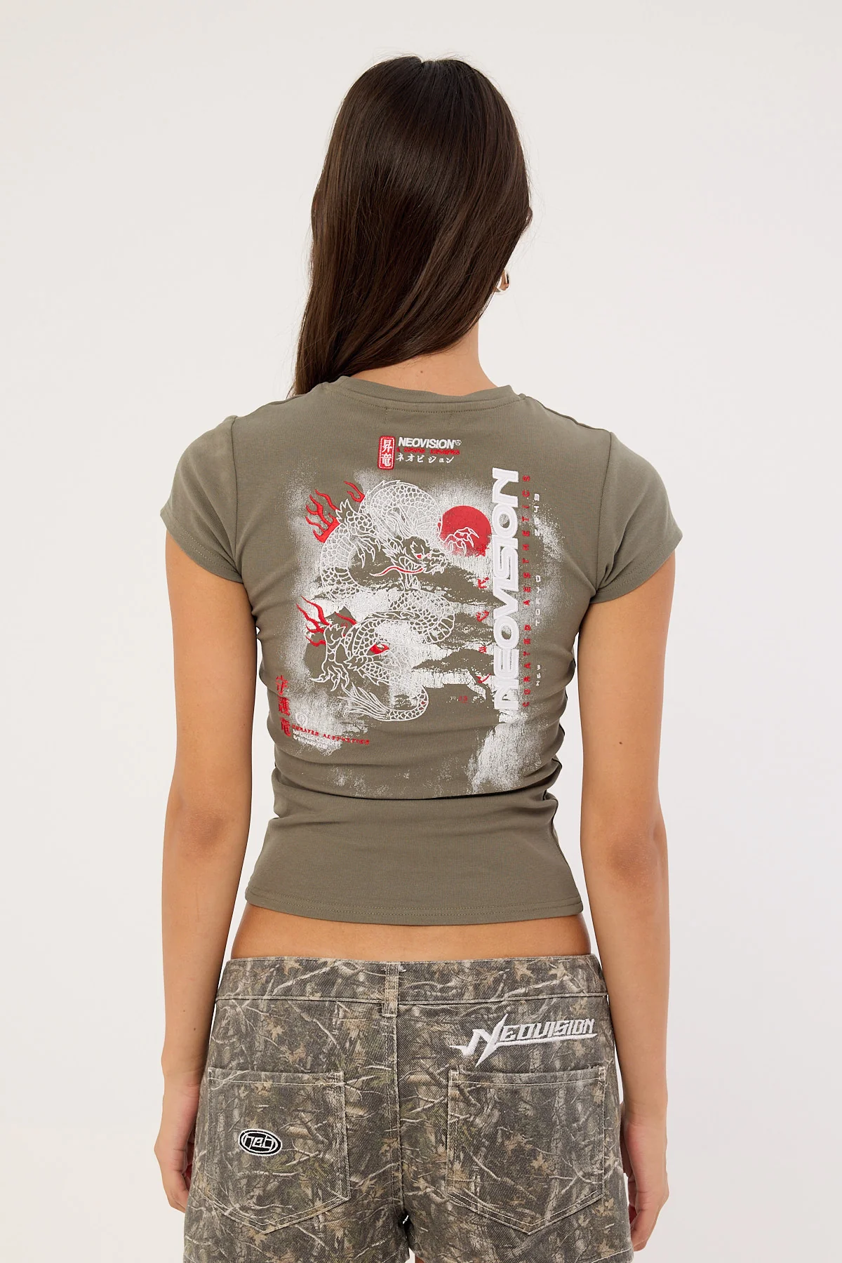 Neovision Onryu Baby Tee Khaki Green - Image 6