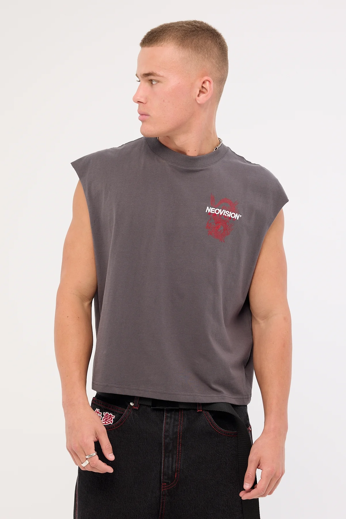 Neovision Onryu Cropped Muscle Tank Asphalt - Image 2