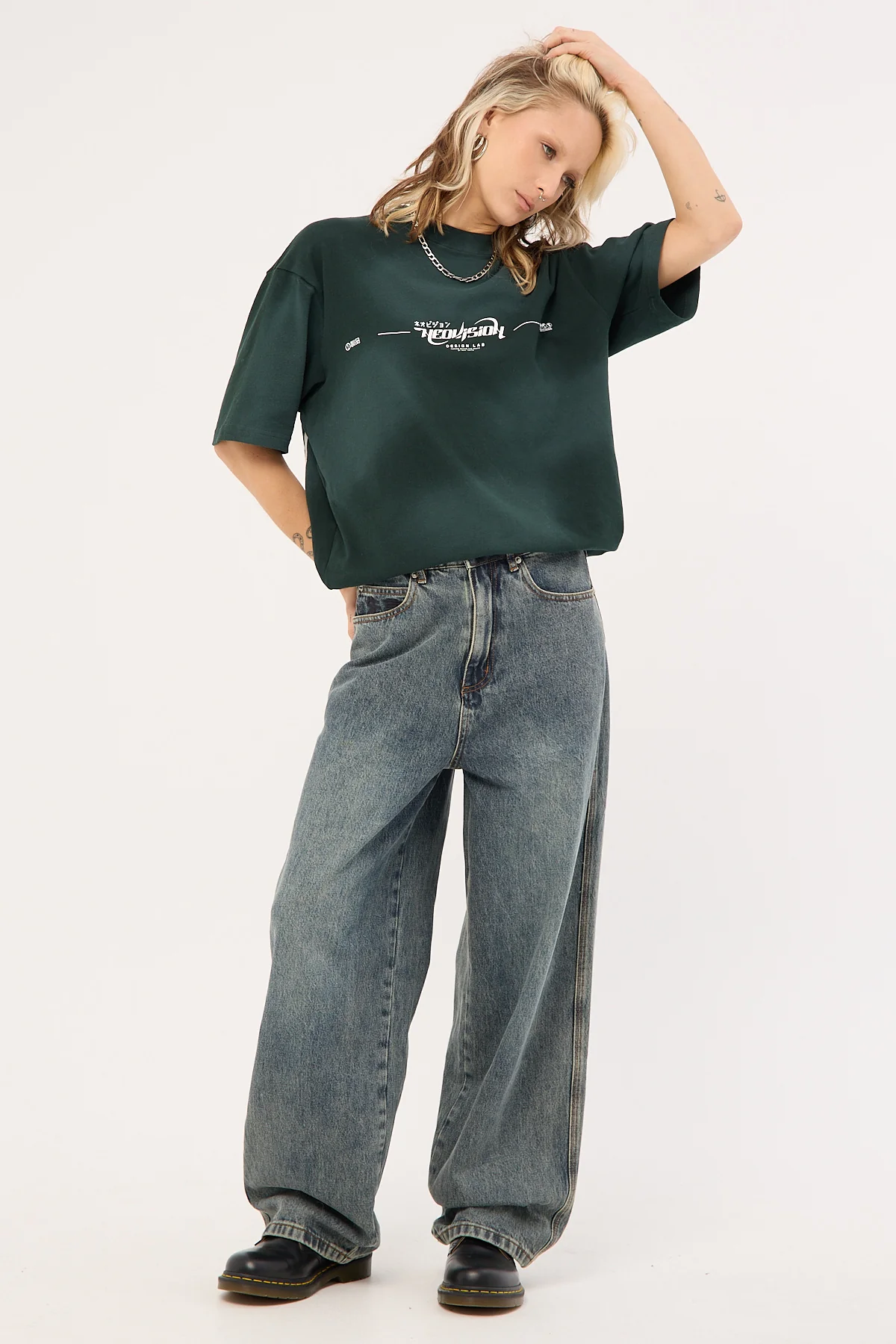 Neovision Orbitron Oversize Super Heavy Tee Sunfade Dark Green - Image 2