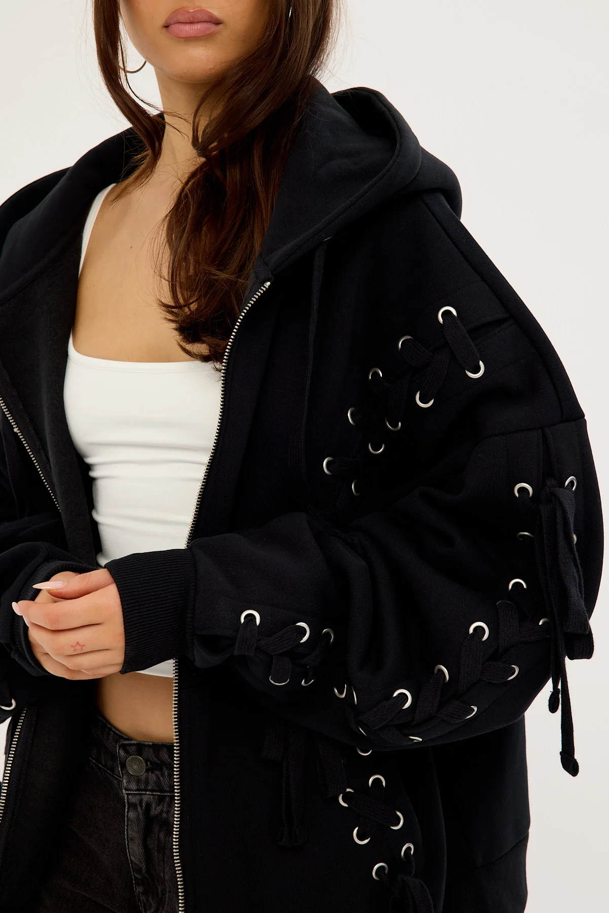 Neovision Oversized Zip-Thru Lace Up Black - Image 4