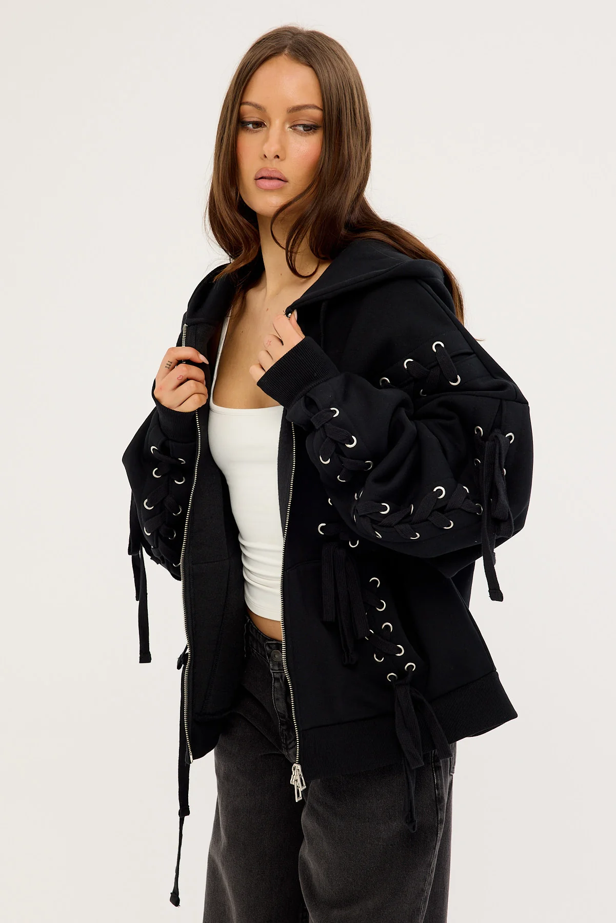 Neovision Oversized Zip-Thru Lace Up Black - Image 5