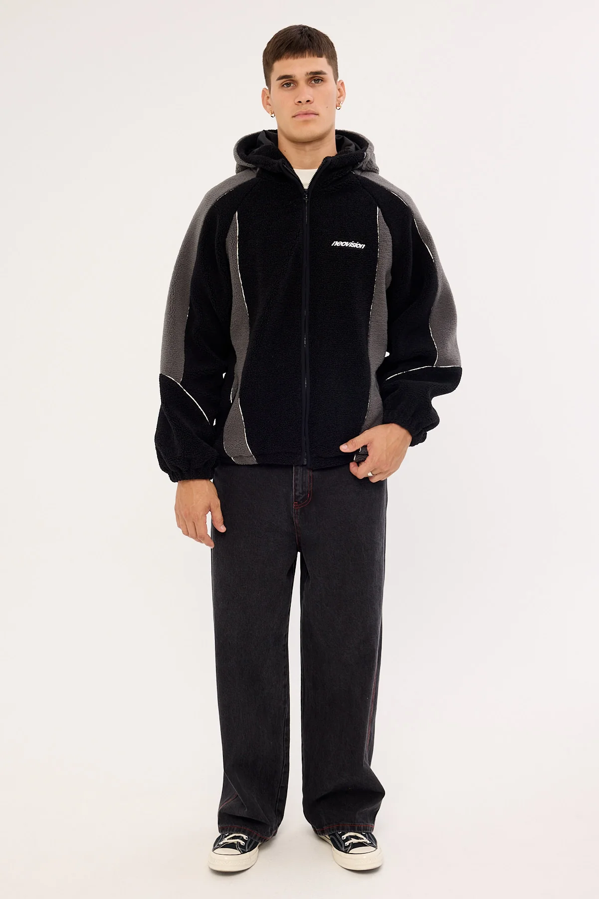 Neovision Ozone Hooded Sherpa Jacket Black/Grey - Image 2