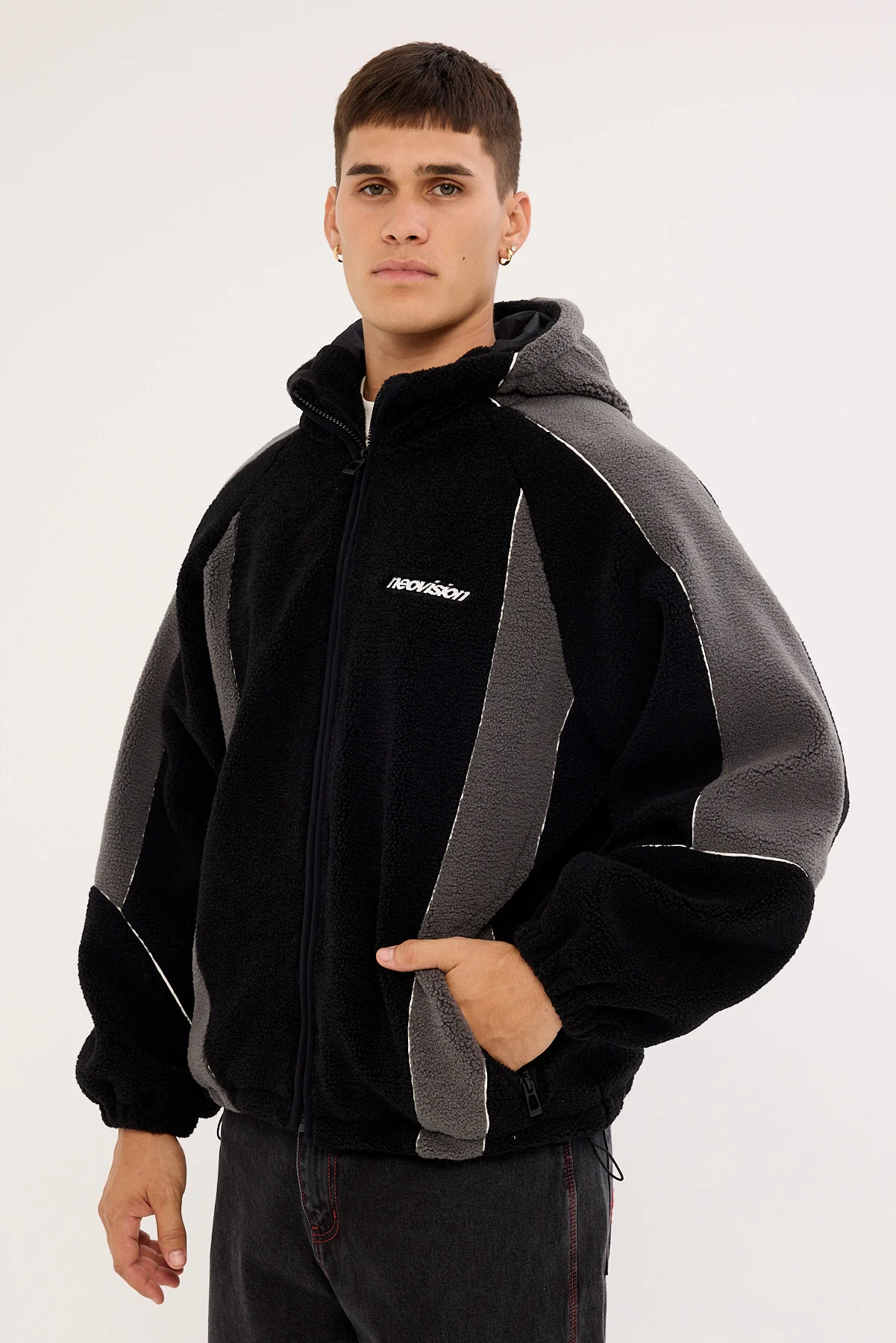 Neovision Ozone Hooded Sherpa Jacket Black/Grey - Image 4