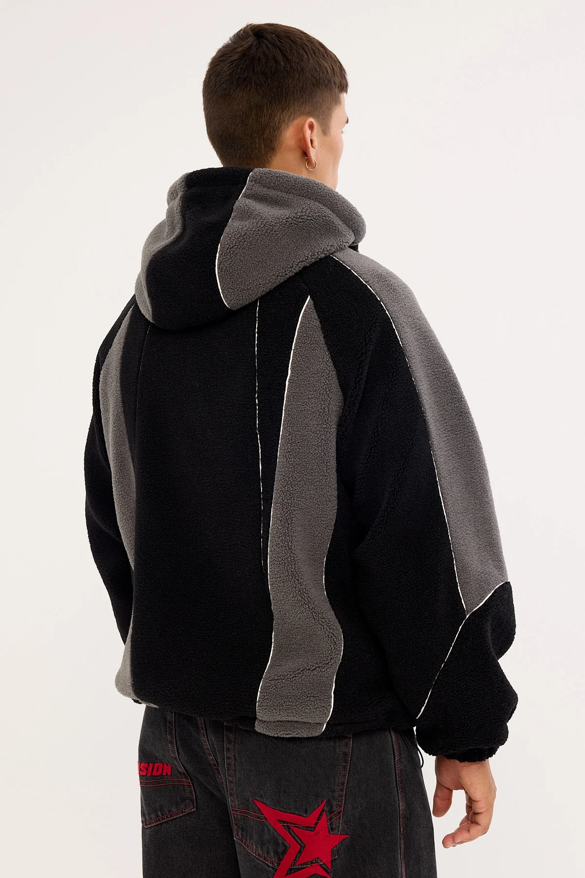 Neovision Ozone Hooded Sherpa Jacket Black/Grey - Image 5