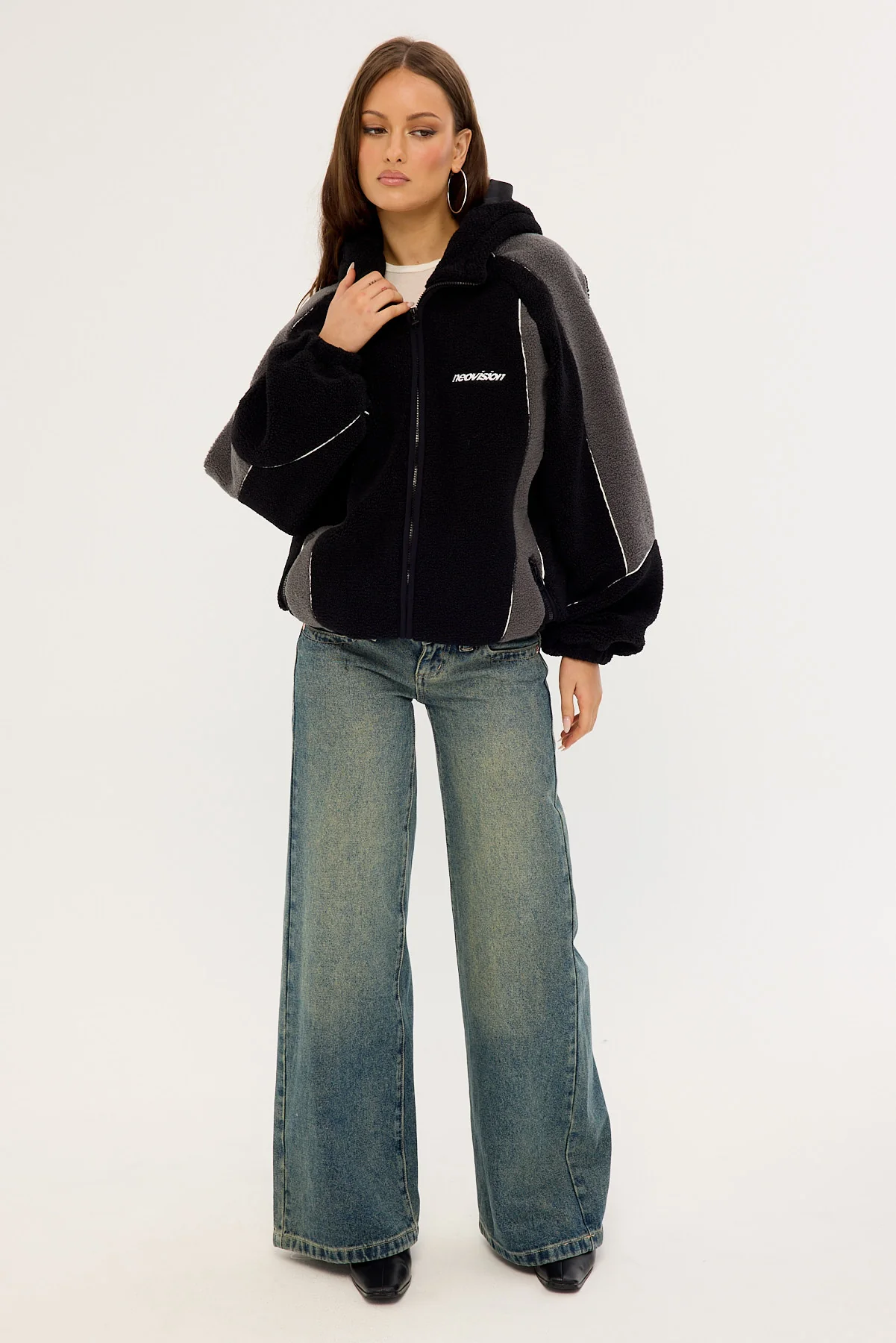 Neovision Ozone Hooded Sherpa Jacket Black/Grey - Image 8