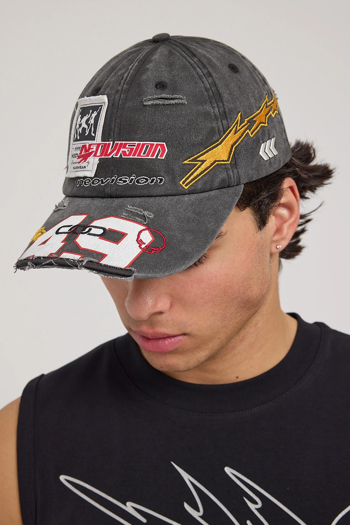 Neovision Precision Distressed Dad Cap Washed Black - Image 5