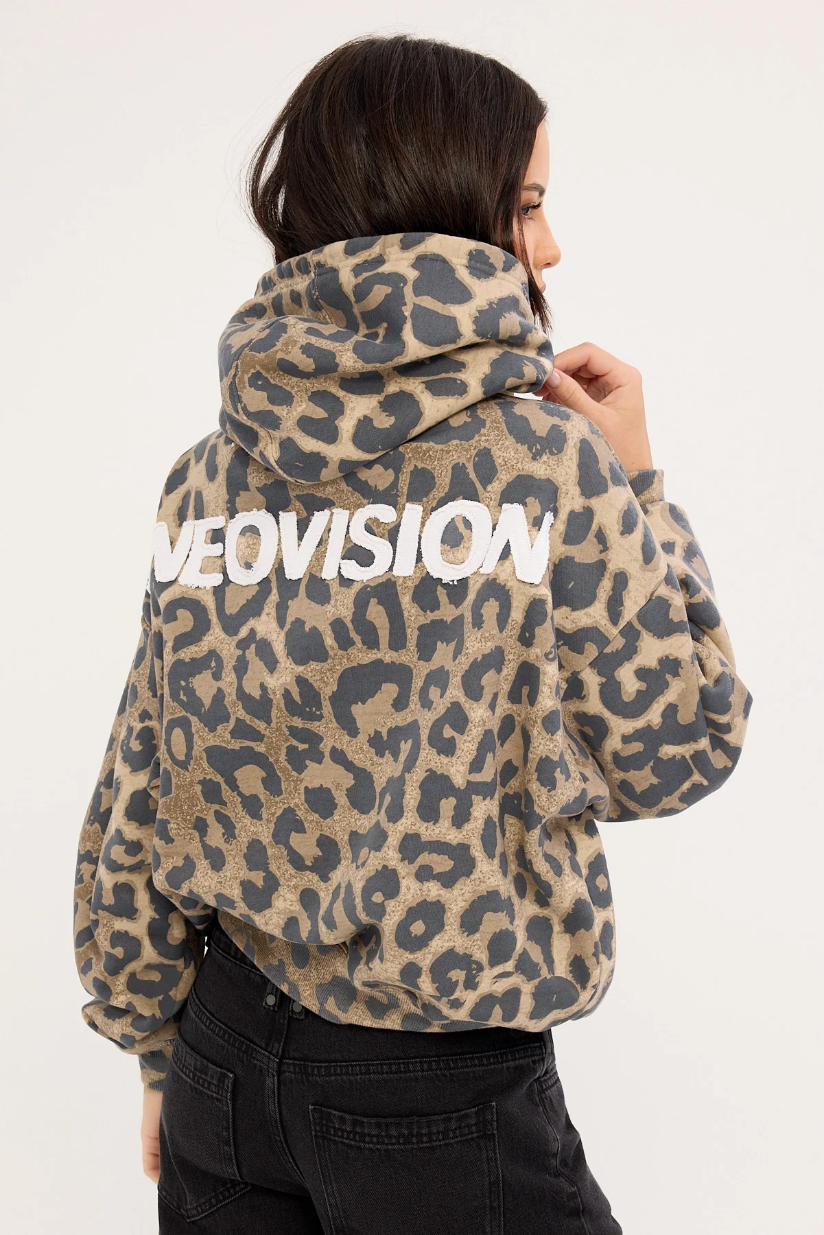 Neovision Predator Cropped Oversized Hoodie Leopard - Image 3