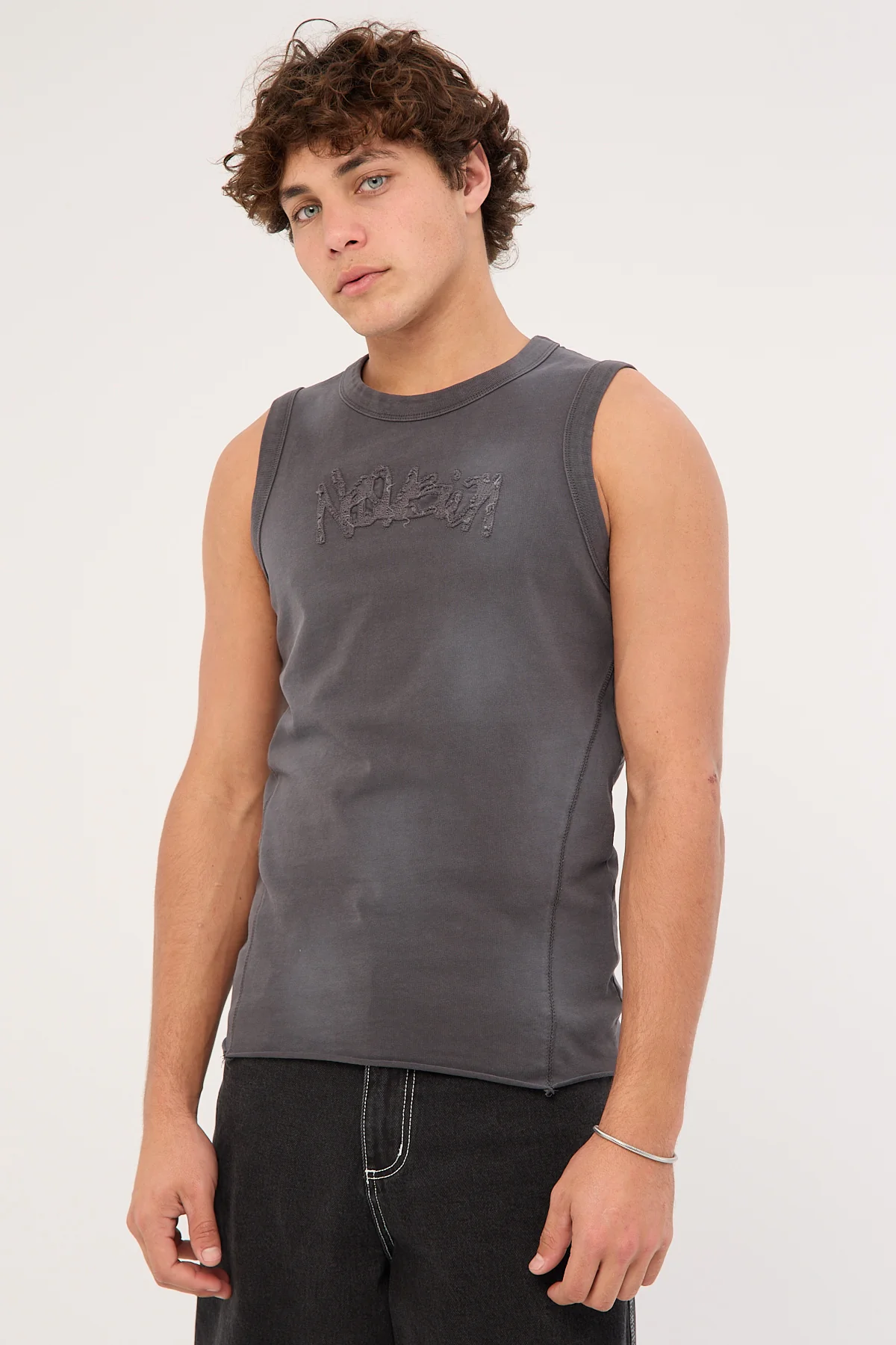 Neovision Radical Distressed Singlet Tank Sunfade Acid Washed Black