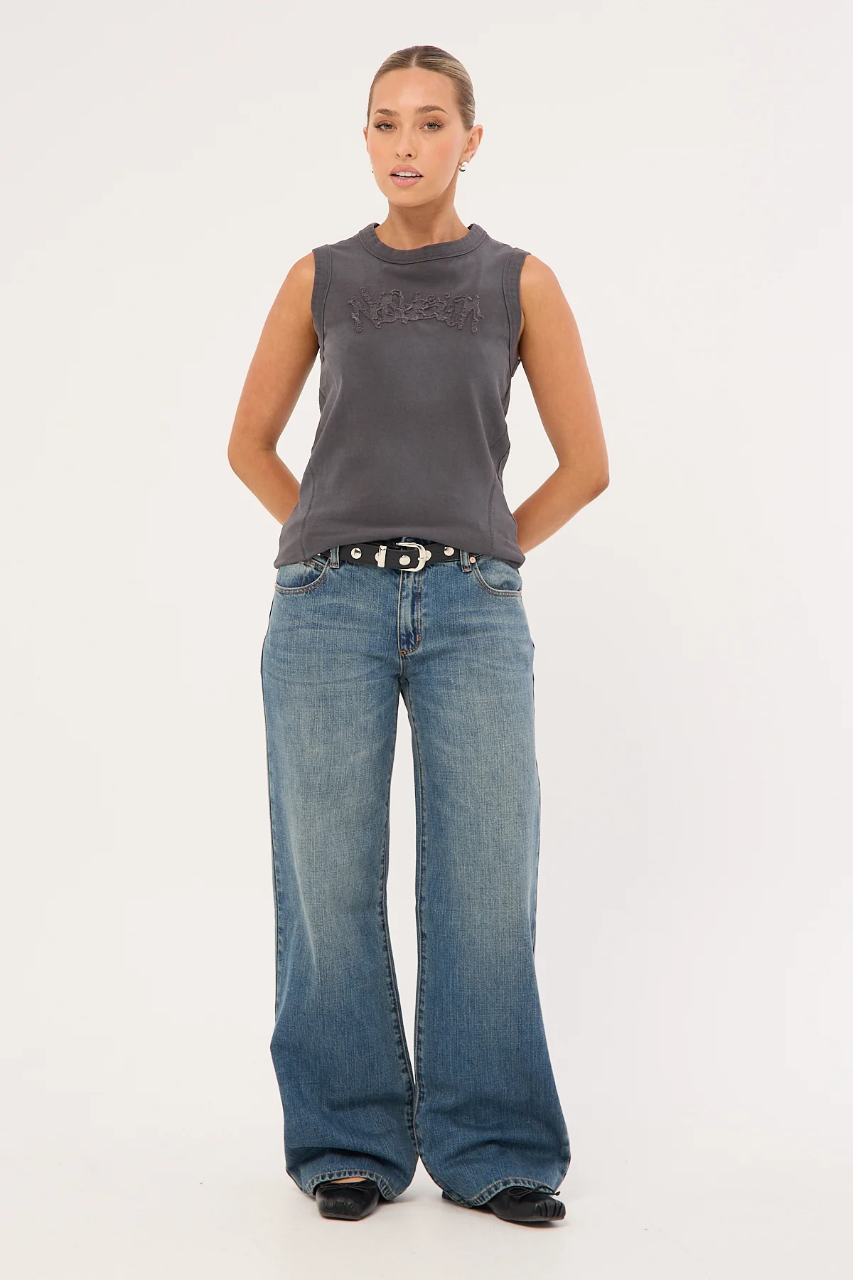 Neovision Radical Distressed Singlet Tank Sunfade Acid Washed Black - Image 3