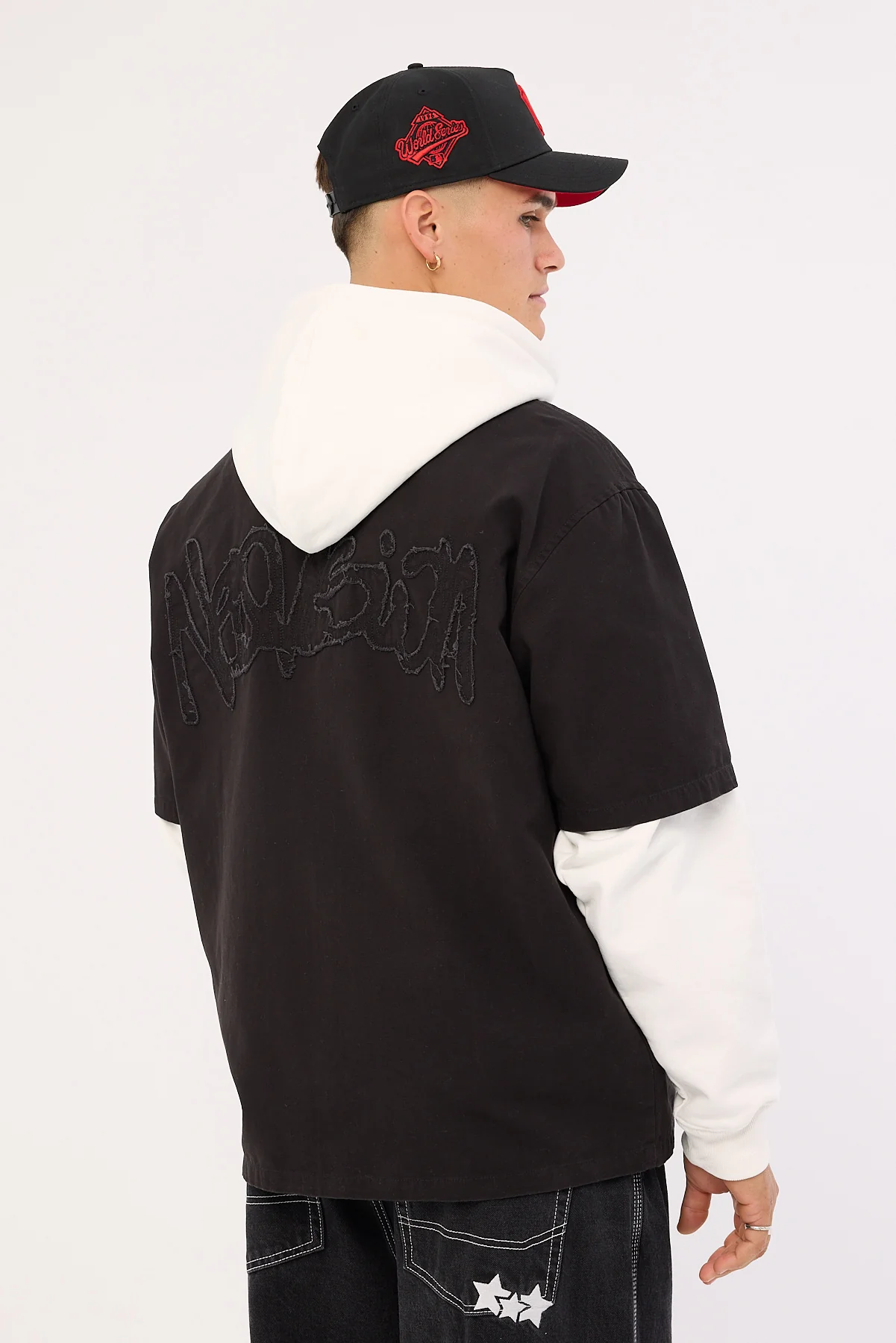 Neovision Radical Distressed Zip Through Shirt Washed Black - Image 5